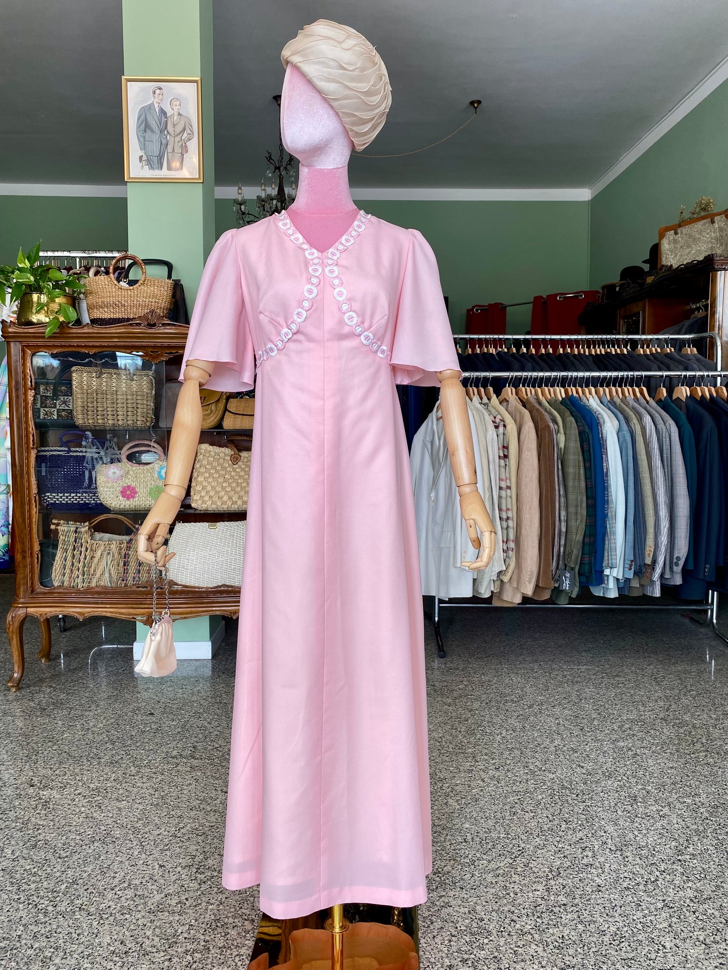 Maxi dress anni ‘70 rosa pastello - TG. 40
