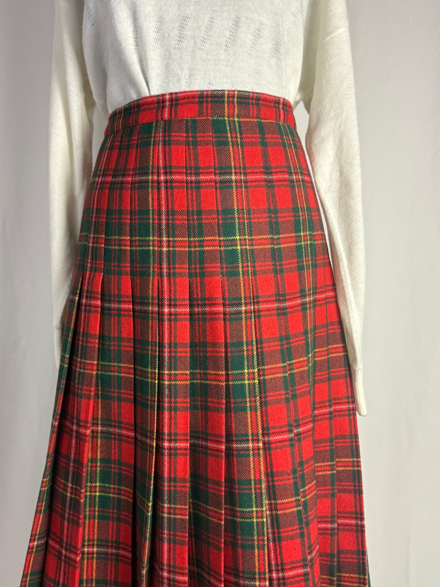 Gonna tartan rosso in pura lana - TG. 40