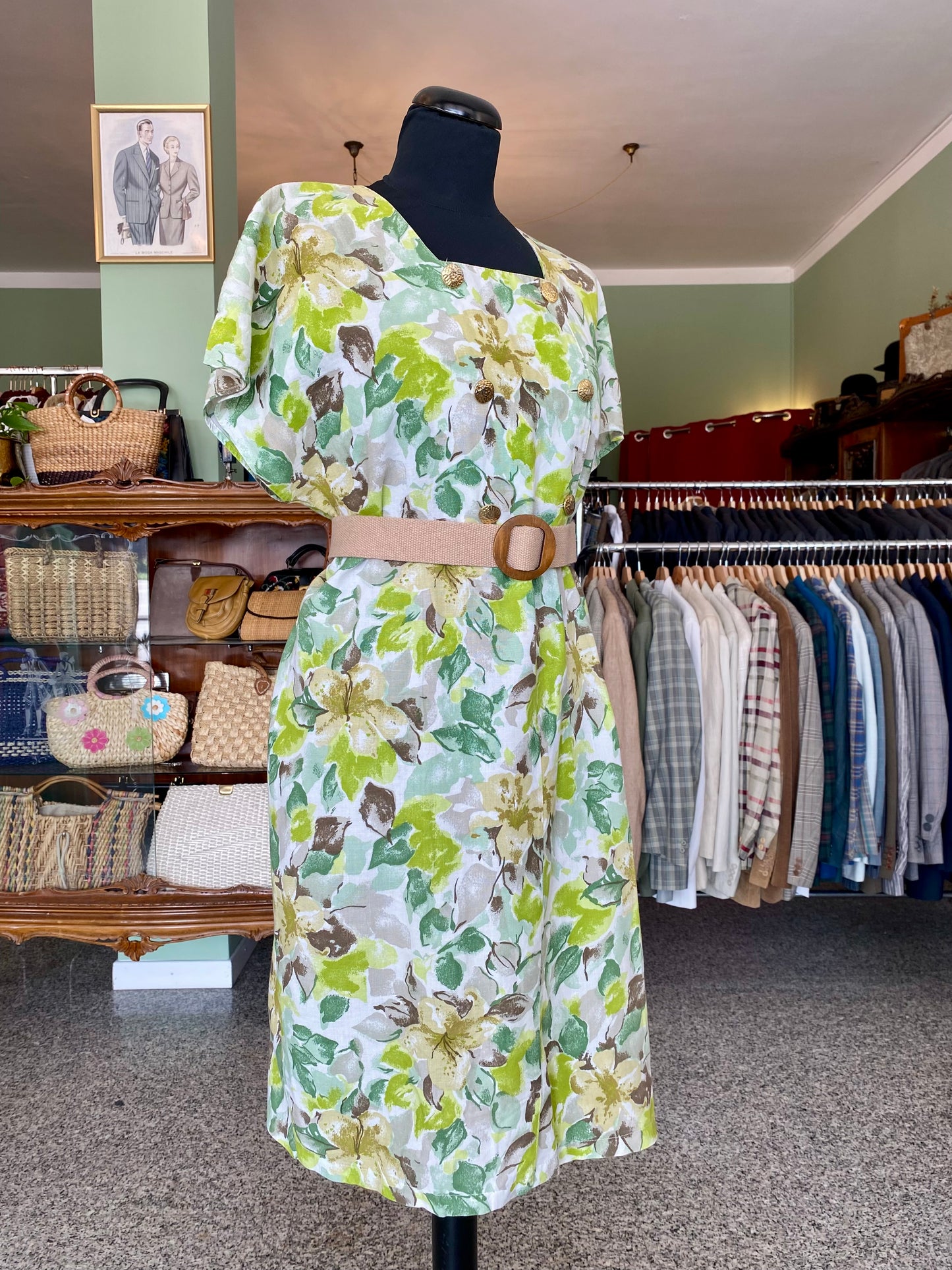 Abito in lino con fantasia floreale - TG. 44/46