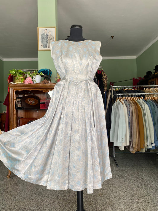 Abito originale anni ’50 in broccato lamé a motivo piumato - TG. 38
