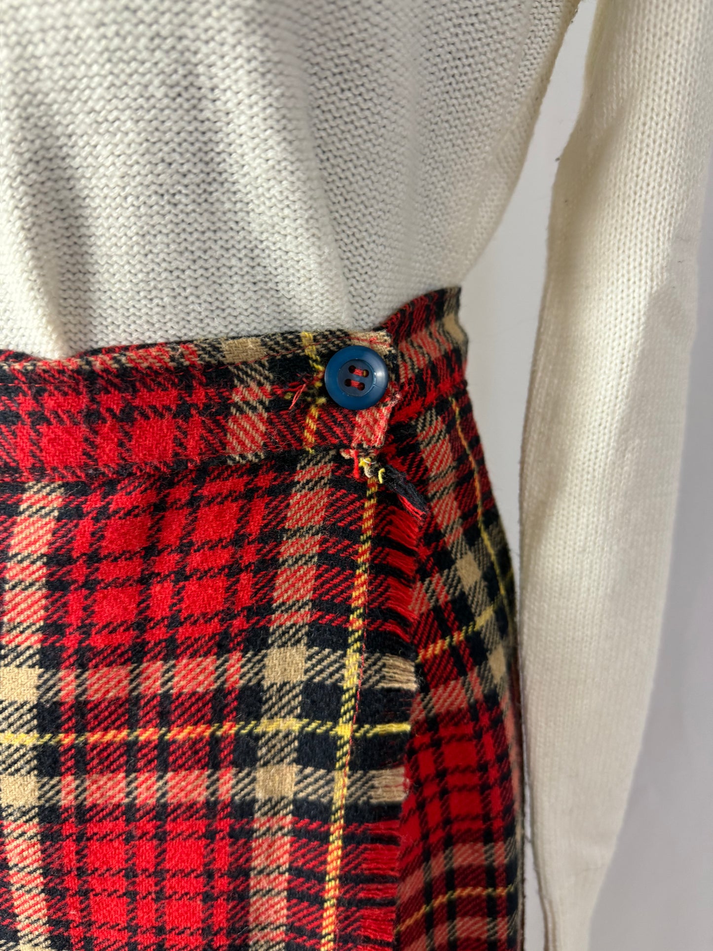 Gonna tartan in pura lana con spilla - TG. 40