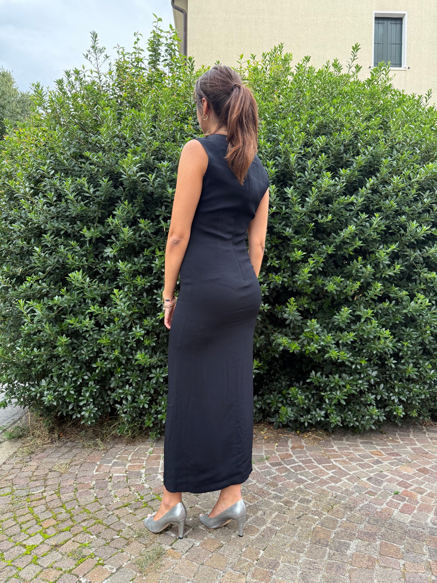 Abito lungo nero in crepe - TG. 38