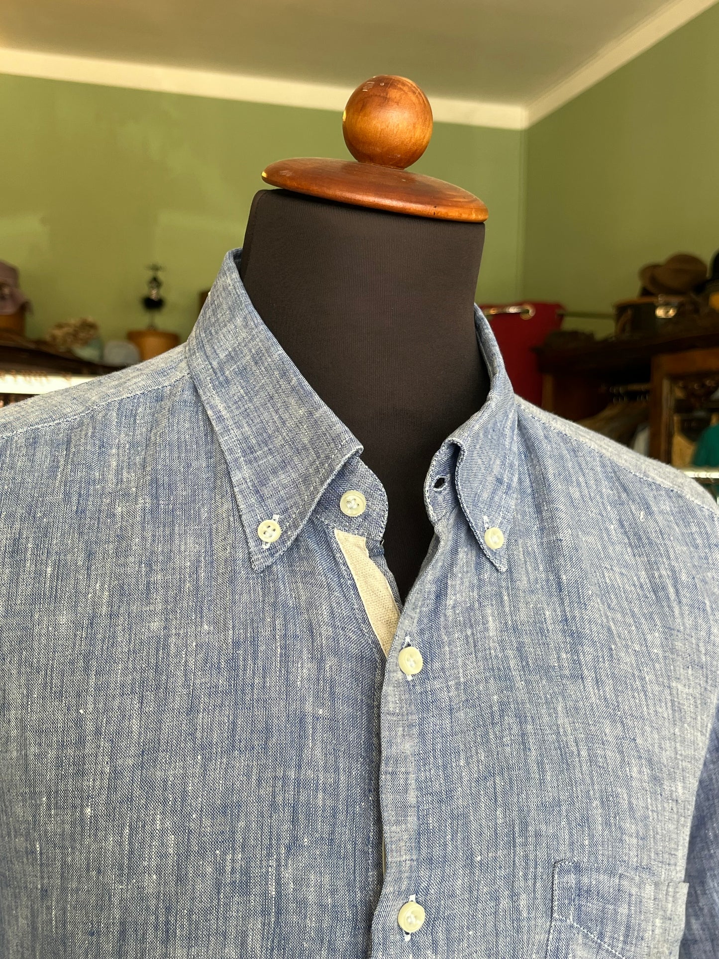 Camicia puro lino button-down tg. L-XL