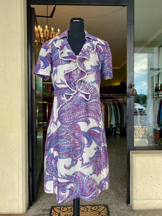 Abito sartoriale primi ’70 con volant  
- TG. 44 circa