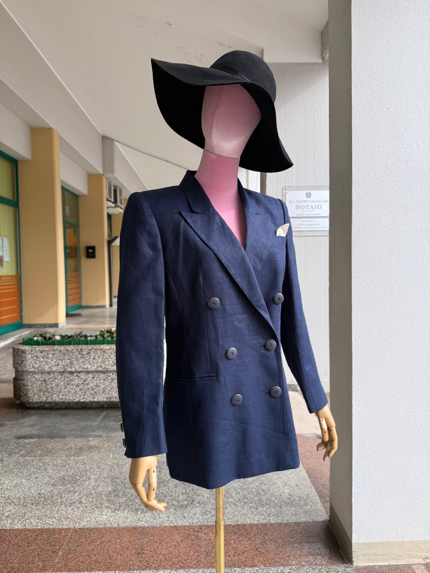 Blazer blu navy in lino - TG. 44