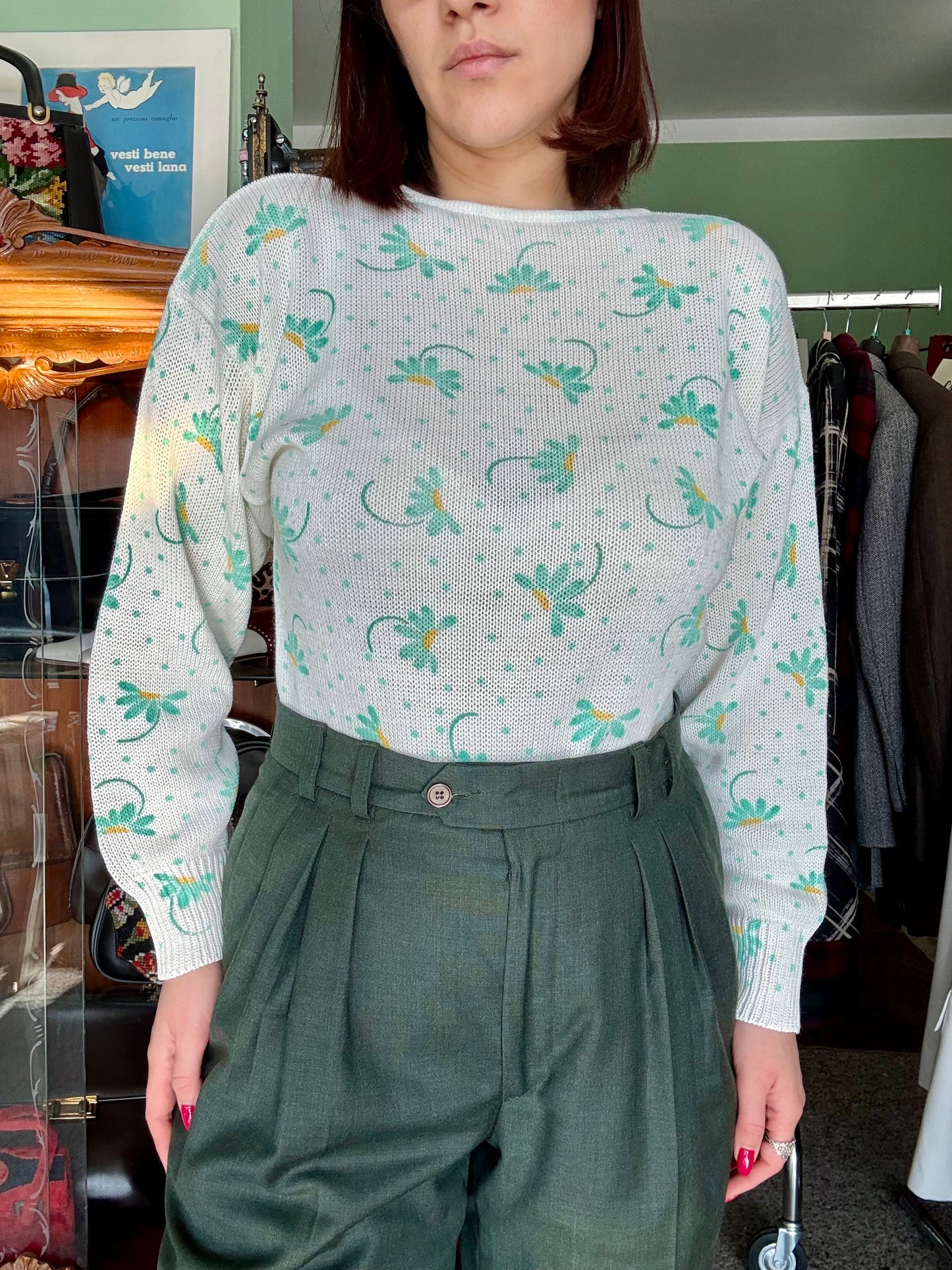 Blusa in cotone con fantasia floreale - TG. 40/42