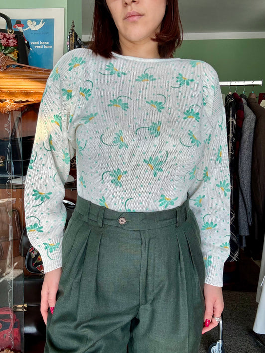 Blusa in cotone con fantasia floreale - TG. 40/42