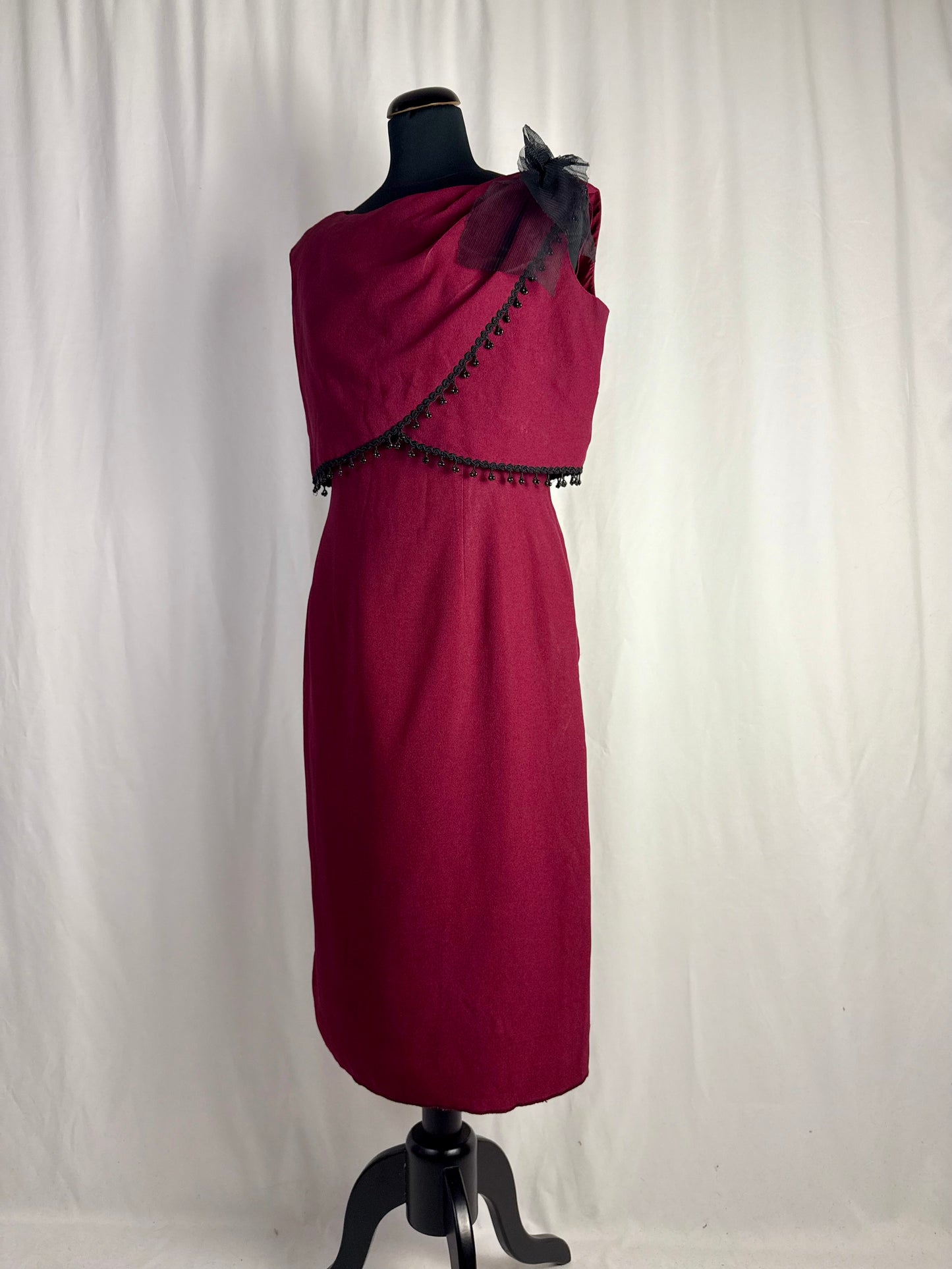 Abito anni ‘60 con passamaneria con perline nere - TG. 42