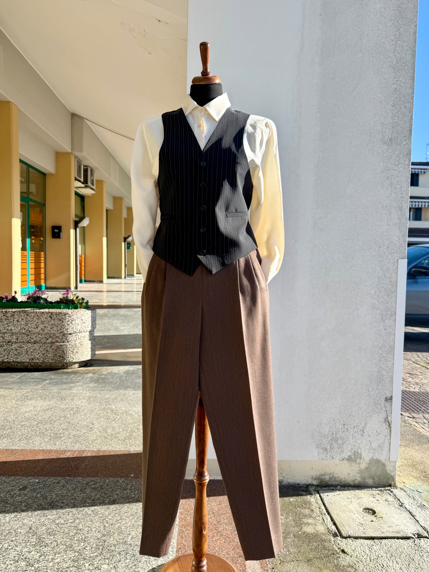 Gilet classico nero gessato - TG. 40