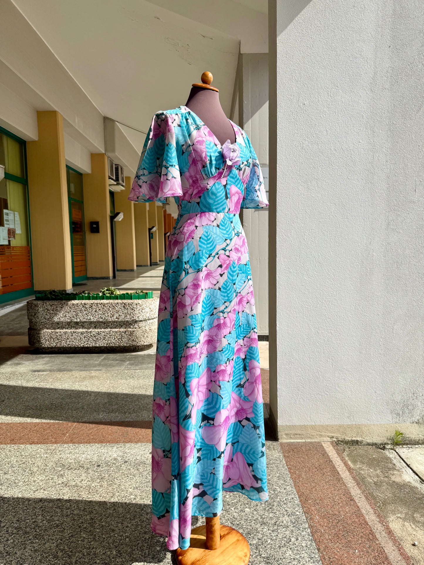 Maxi dress anni ‘70 stampa floreale - TG. 40