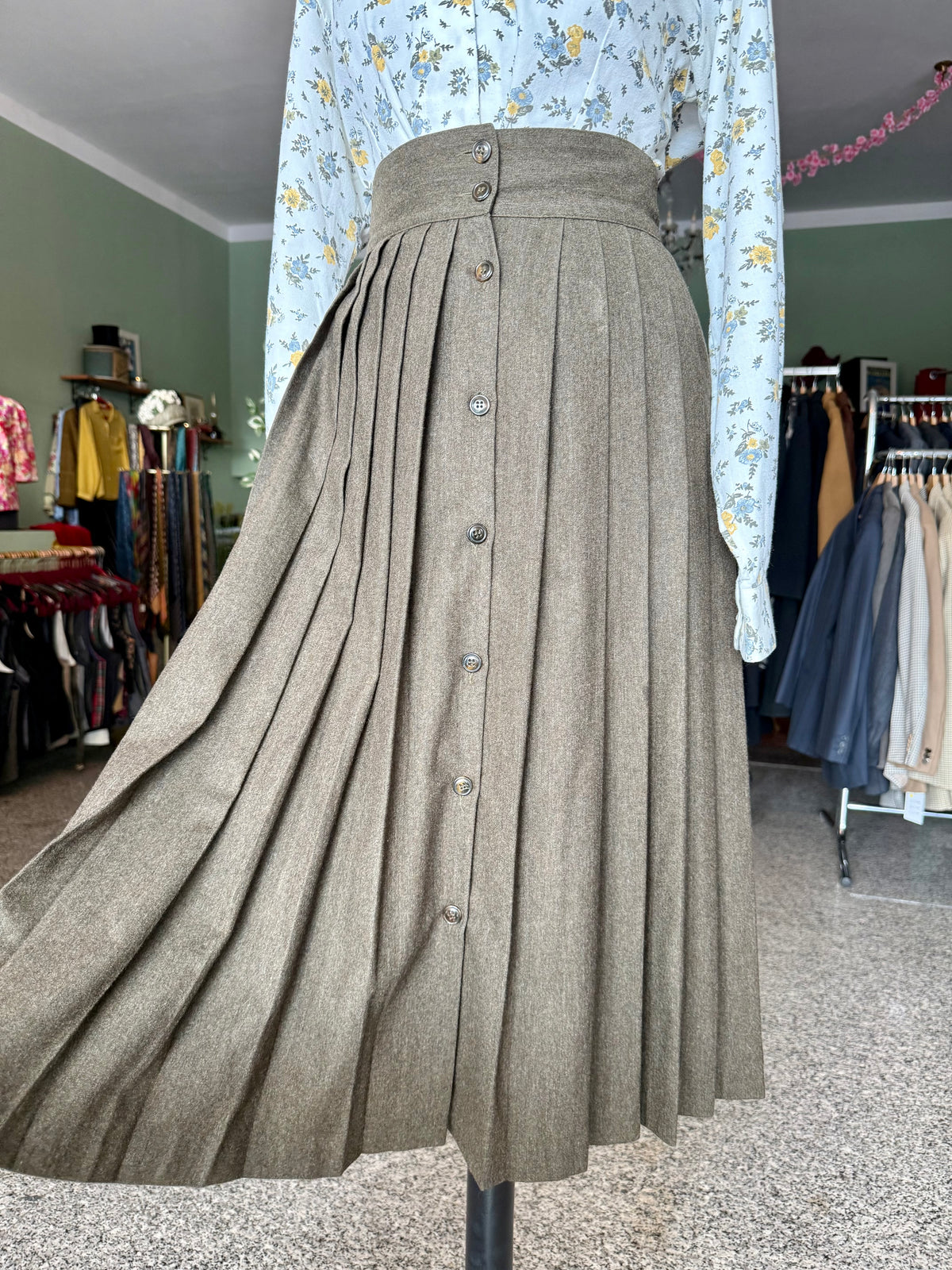 Gonna verde oliva lana e cashmere - TG. 38/40