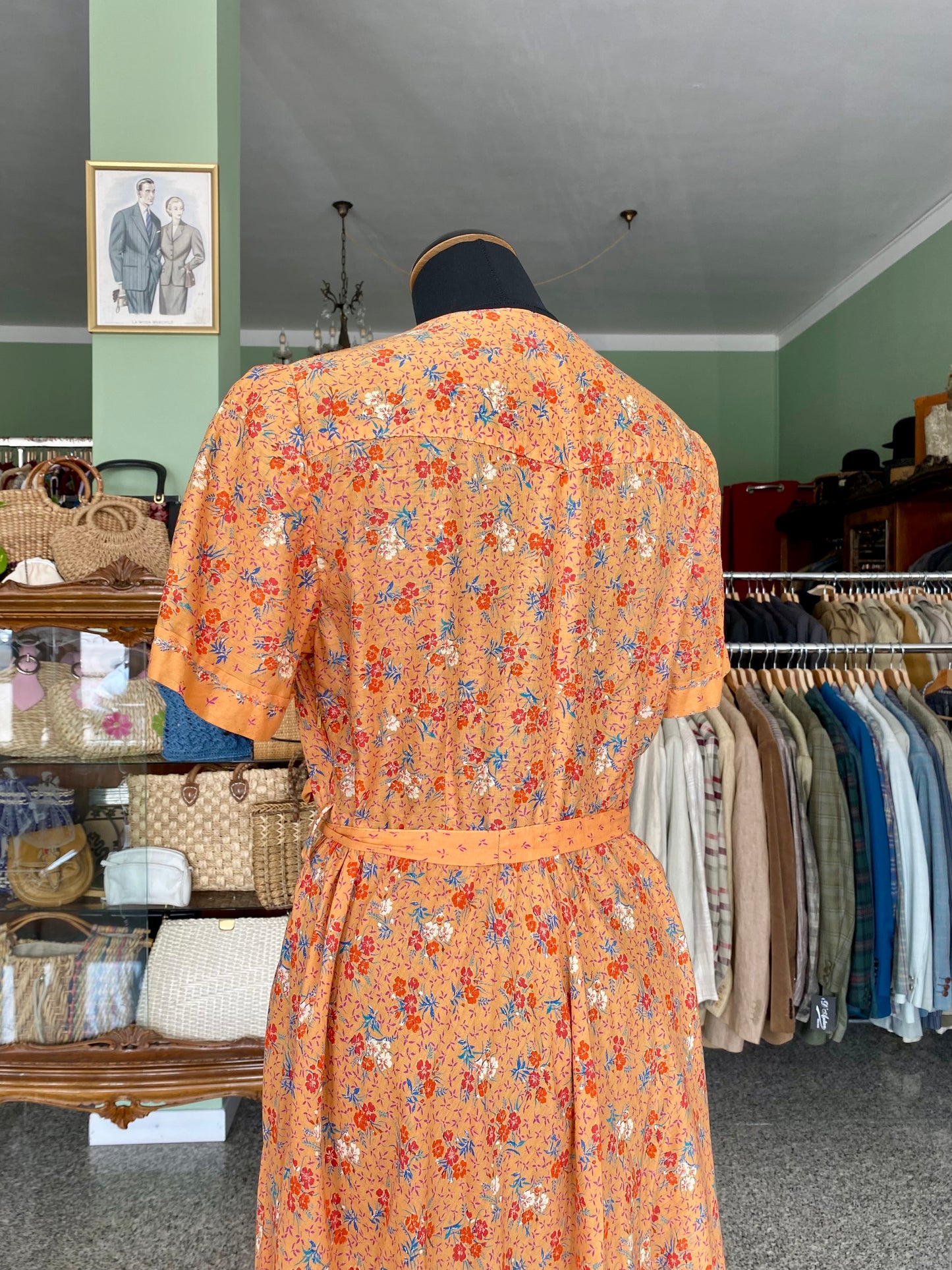 Abito romantico anni ’70 in mussola di cotone – fatto a mano - TG. 44/46