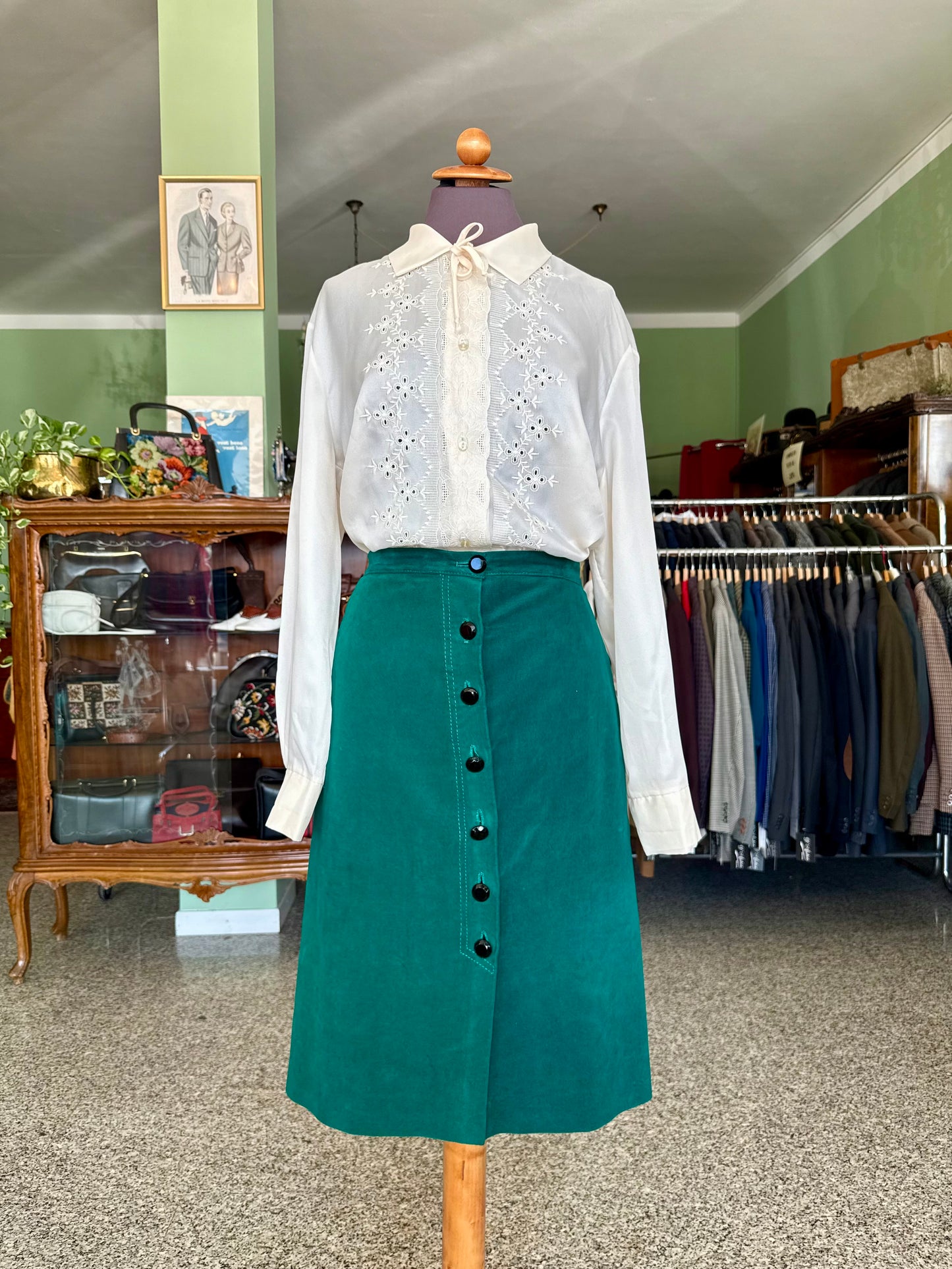 Gonna in velluto verde smeraldo - TG. 52
