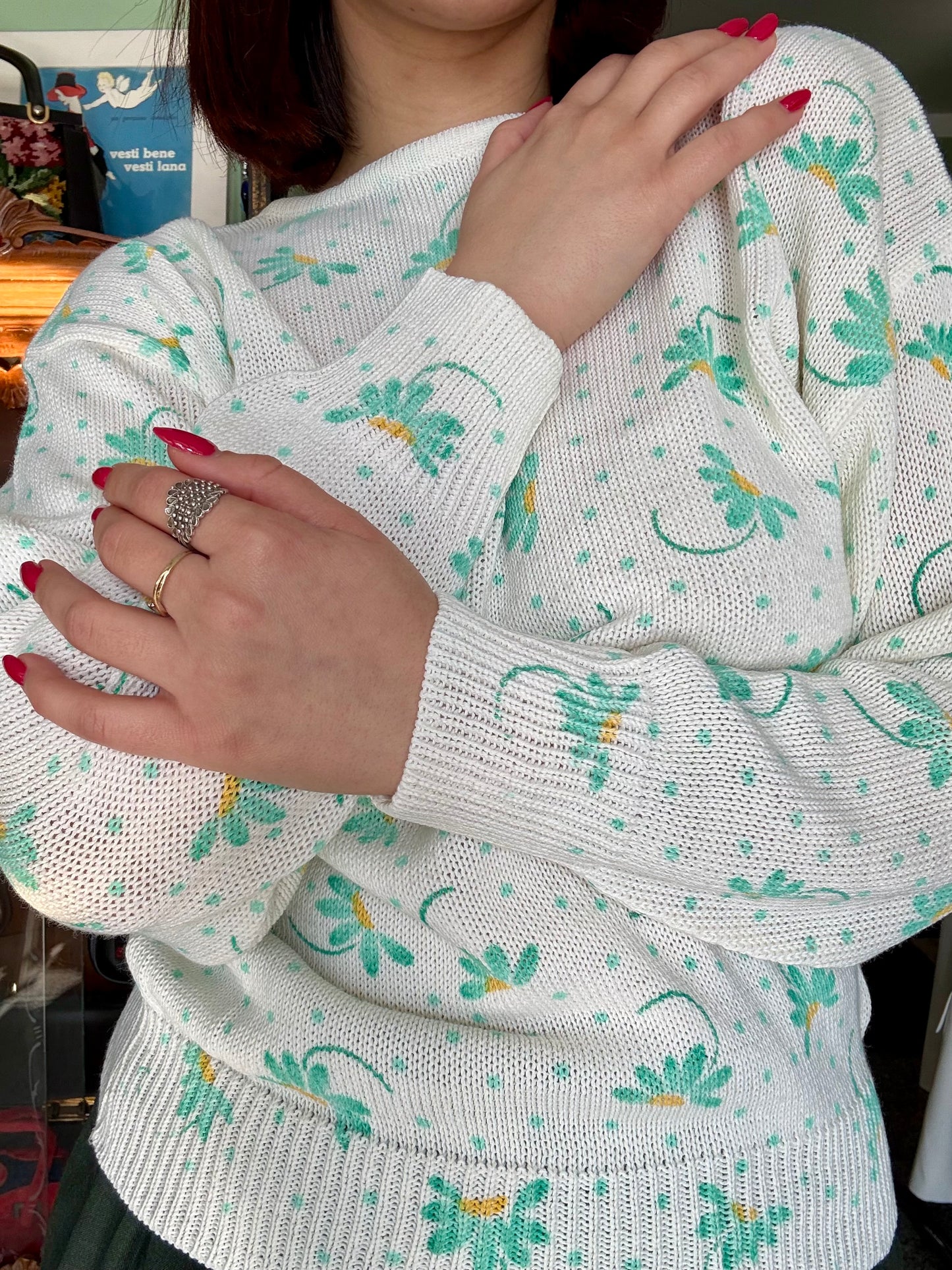 Blusa in cotone con fantasia floreale - TG. 40/42