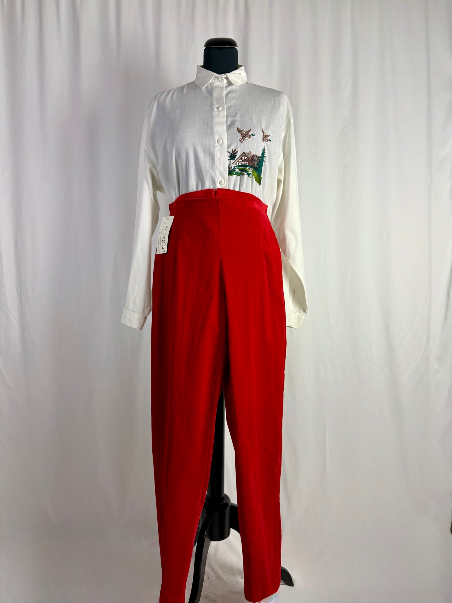 Pantaloni anni ‘80 in velluto rosso - TG. 42/44