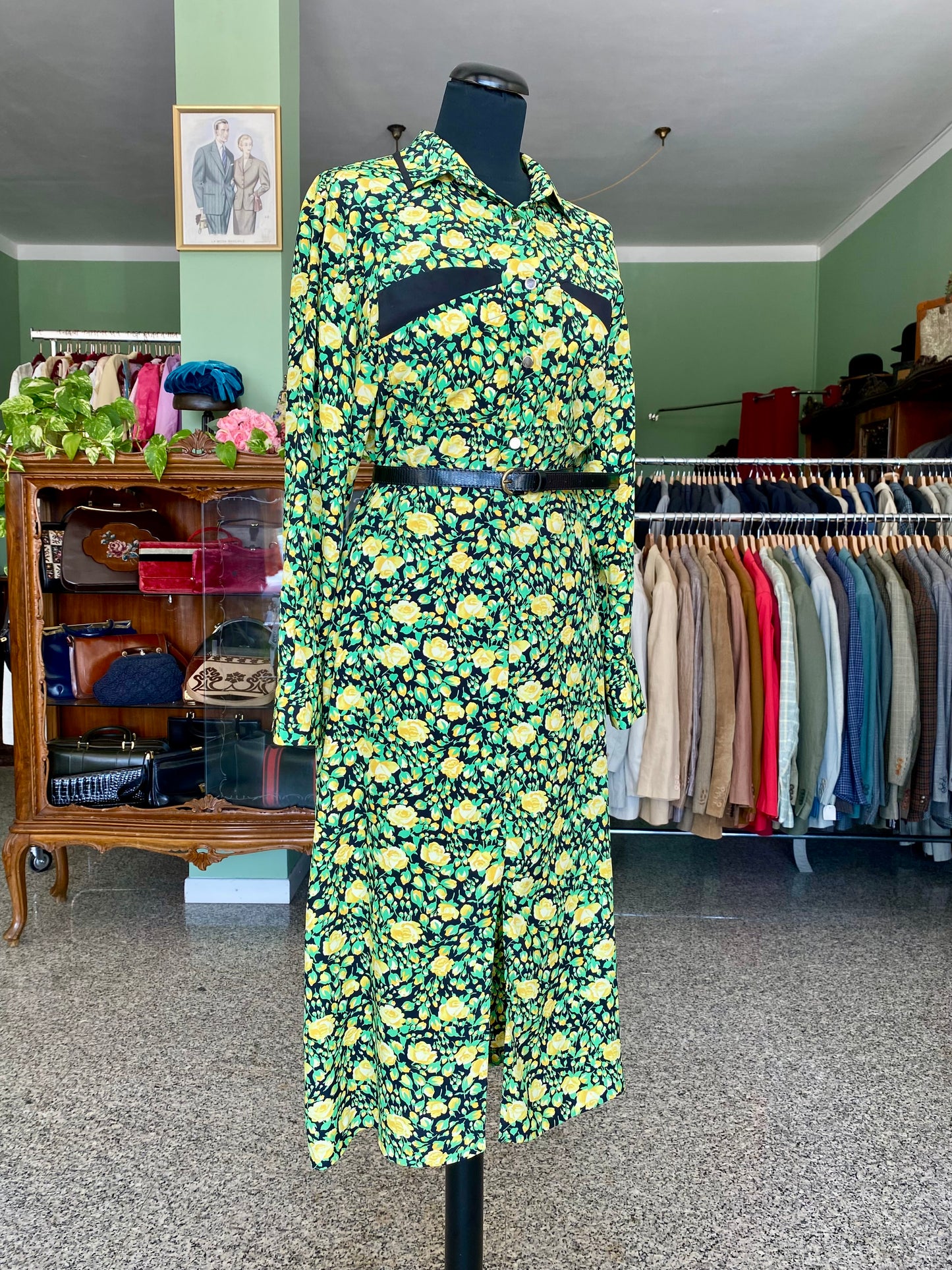 Abito in pura seta fiori gialli - TG. 46 circa