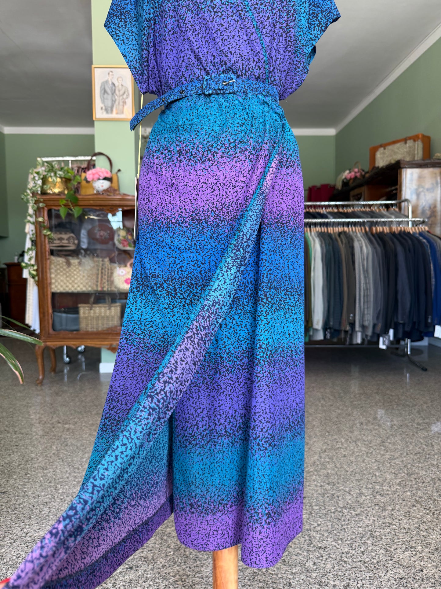 Abito anni ‘70 blu e viola - TG. 50/52