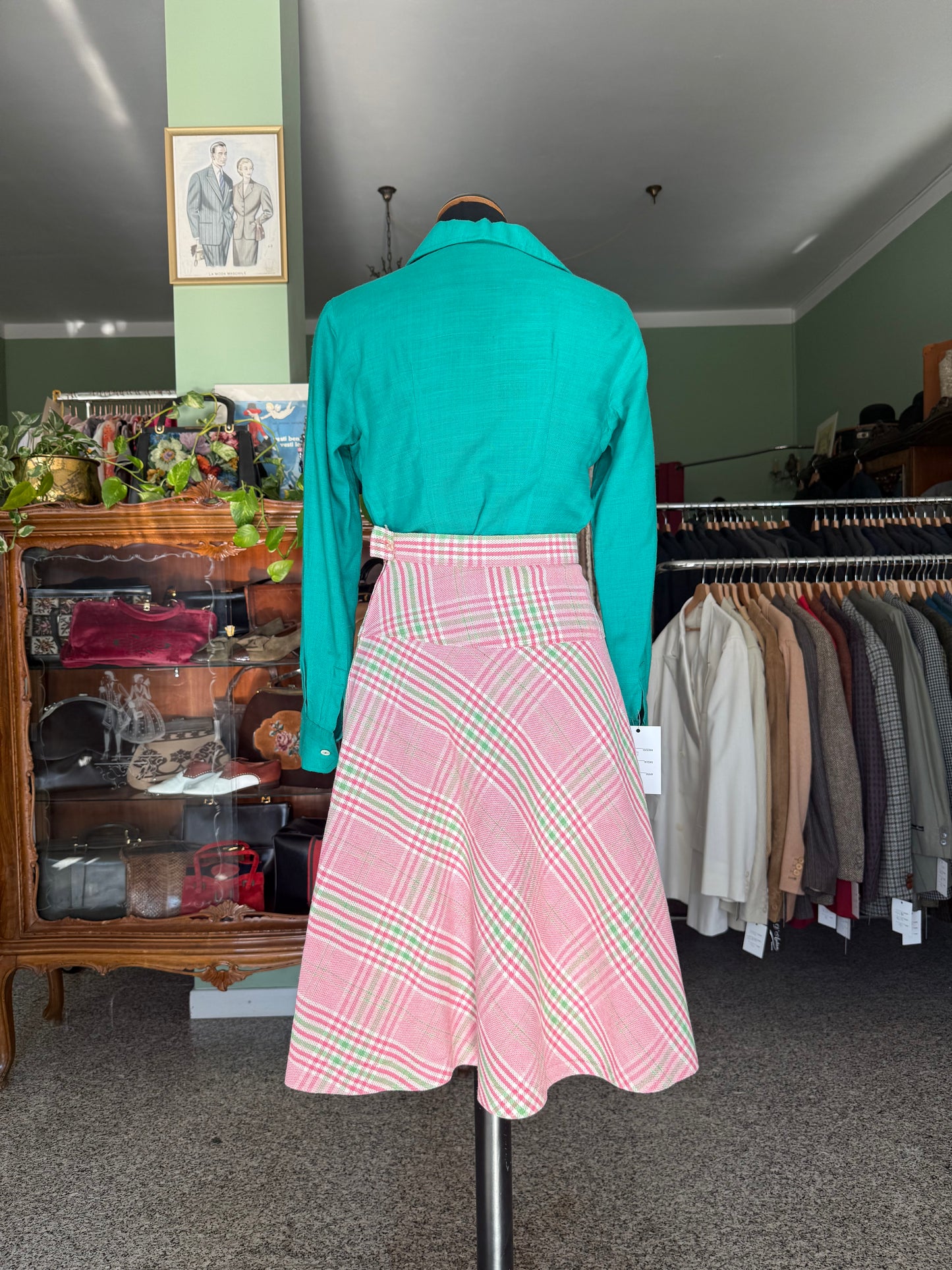 Gonna scozzese rosa e verde anni ‘70 - TG. 40