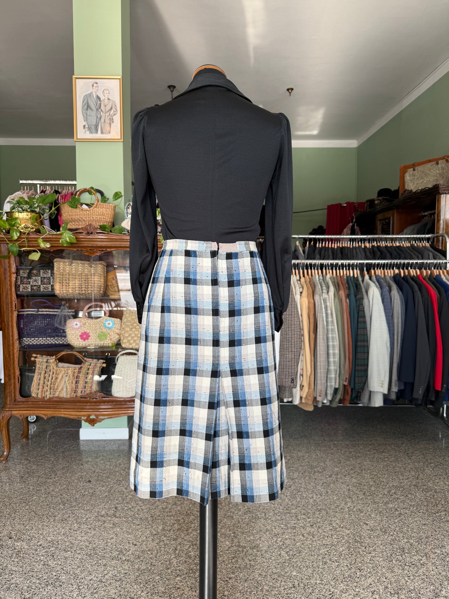 Gonna a quadri anni ’70 in shantung misto cotone - TG. 42