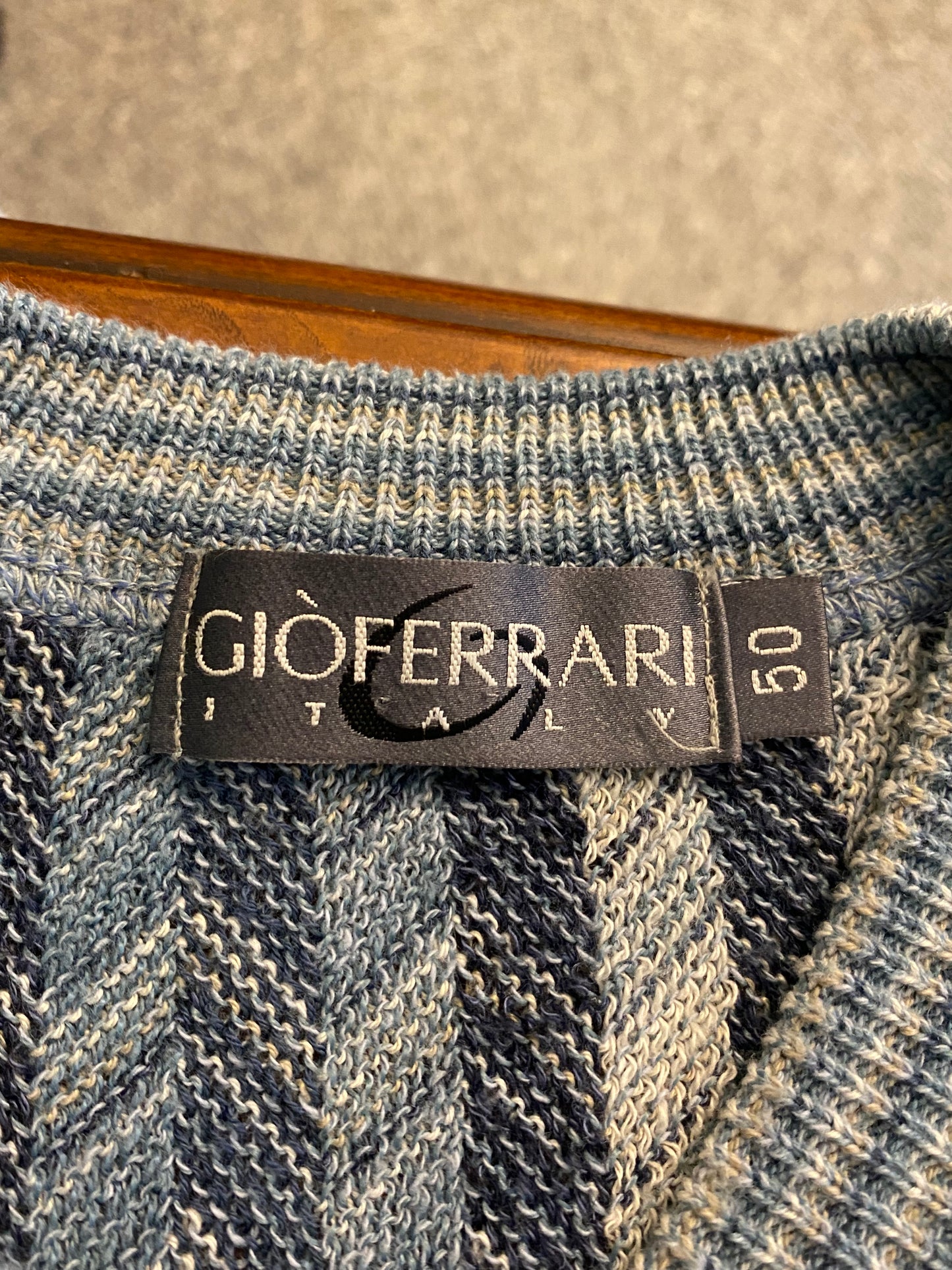 Maglione vintage GioFerrari a zig zag blu anni ‘90 - TG. 48/50