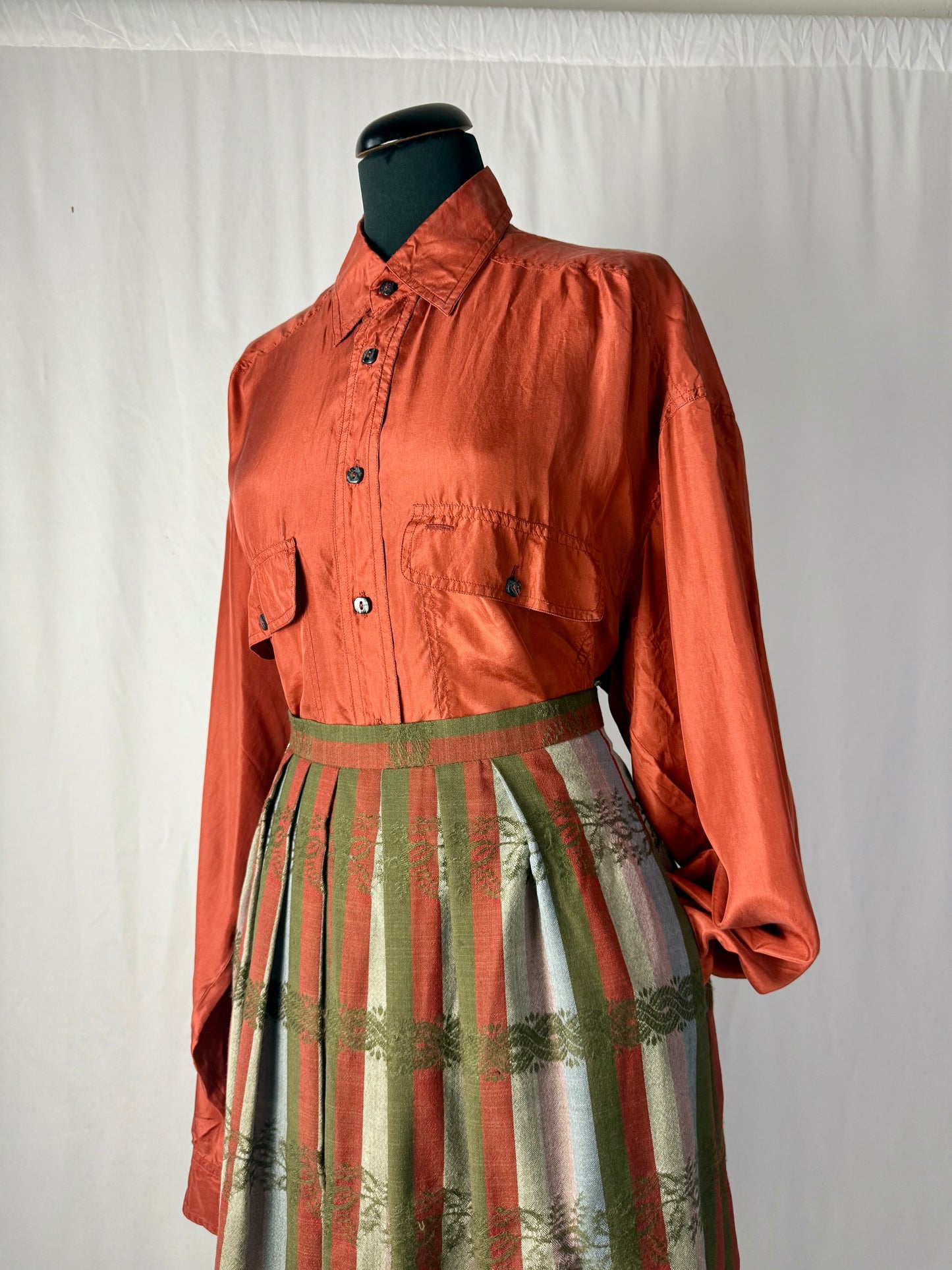 Camicia in pura seta color ruggine - TG. 50/52