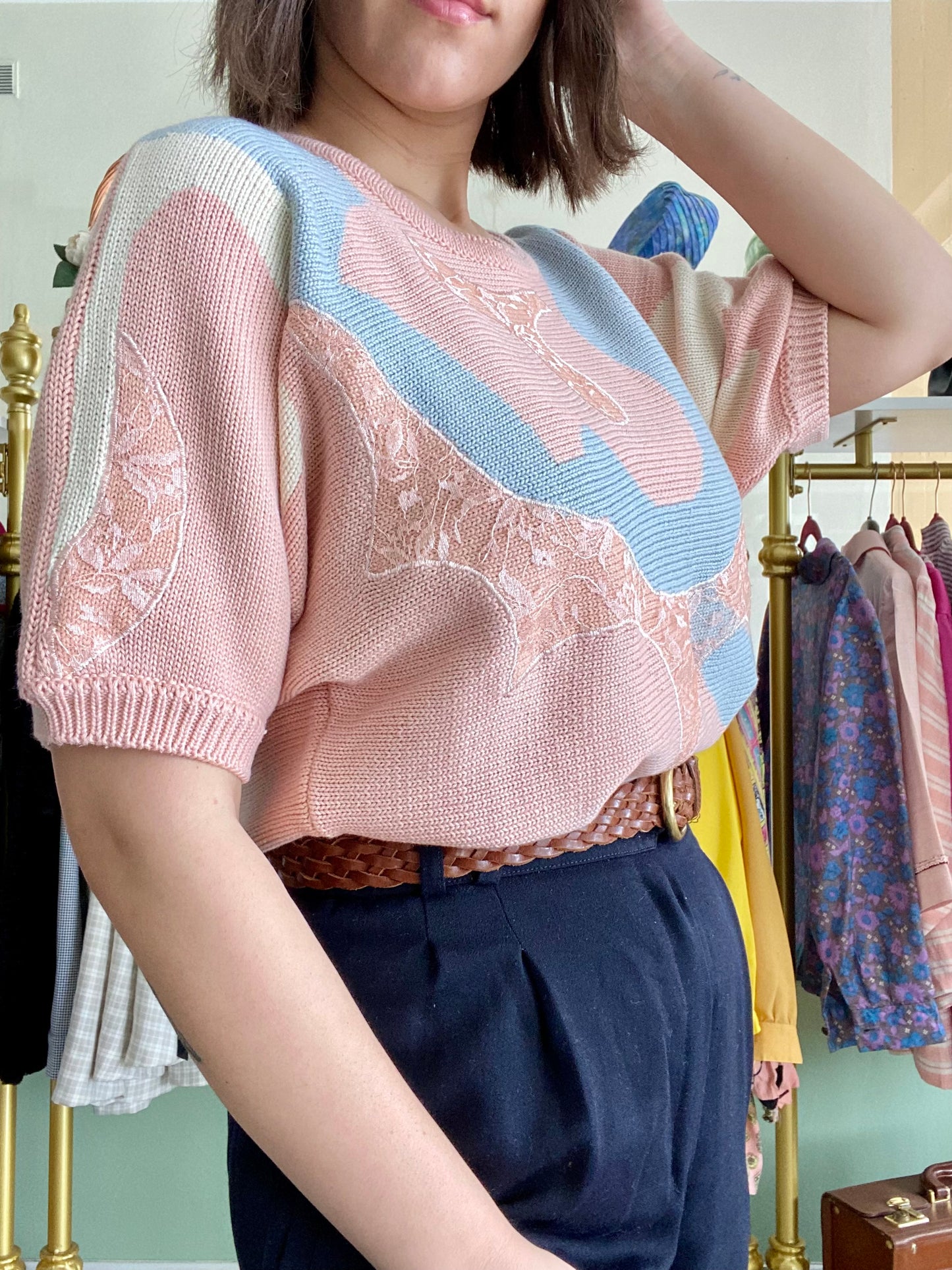 Blusa rosa e azzurra - TG. da 42 a 46