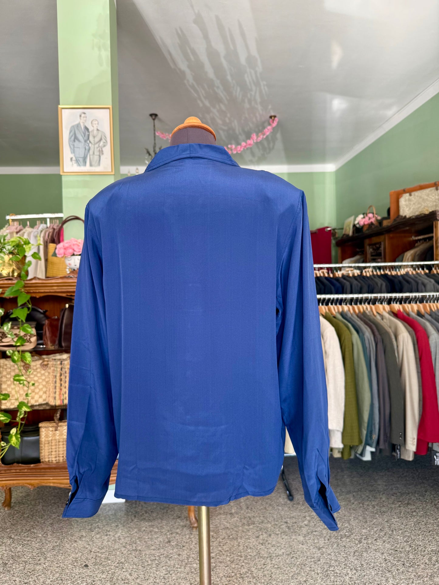 Camicia blu in pura seta - TG. 48