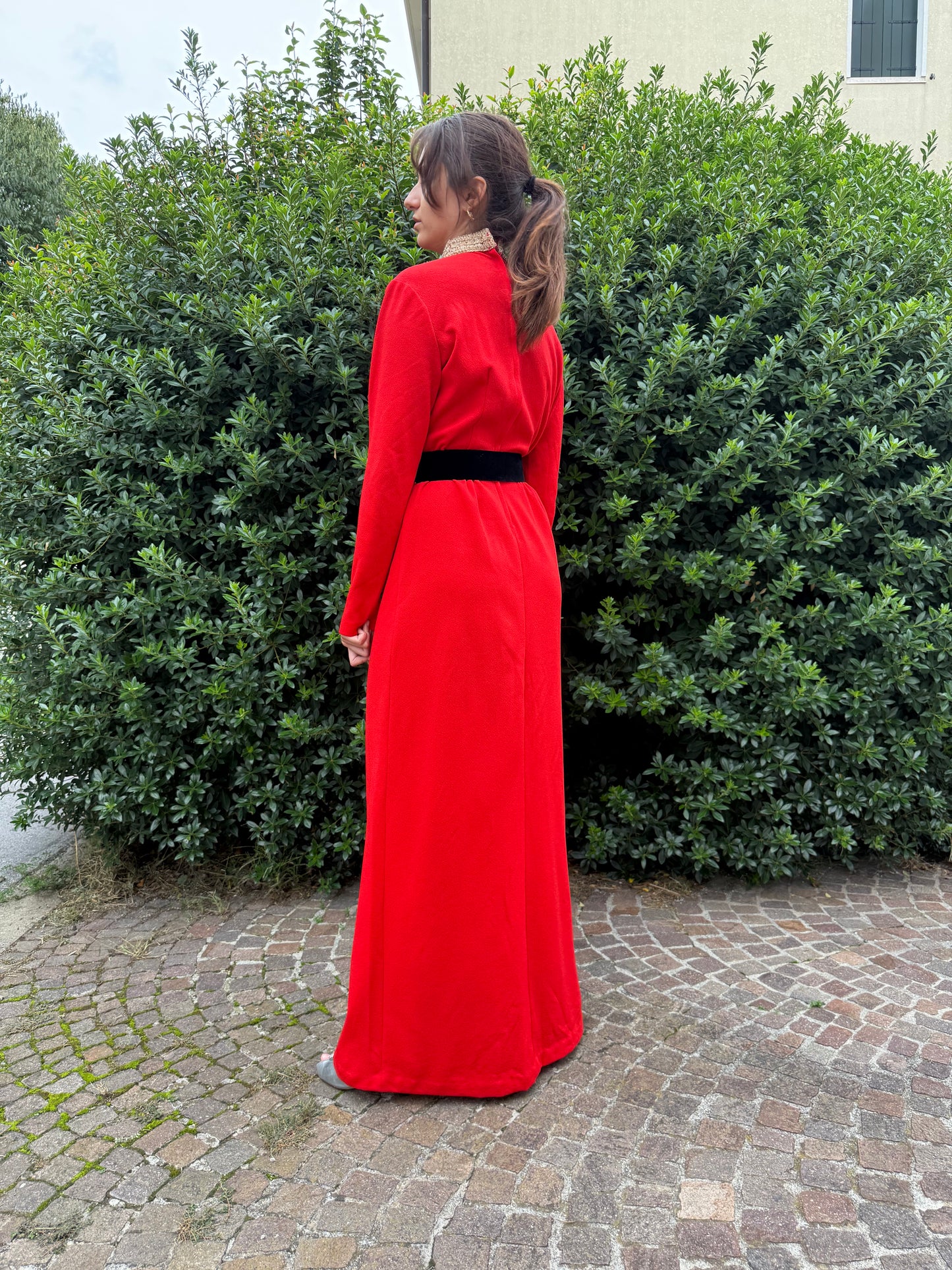 Maxi dress anni ‘70 rosso e oro - TG. 42/44