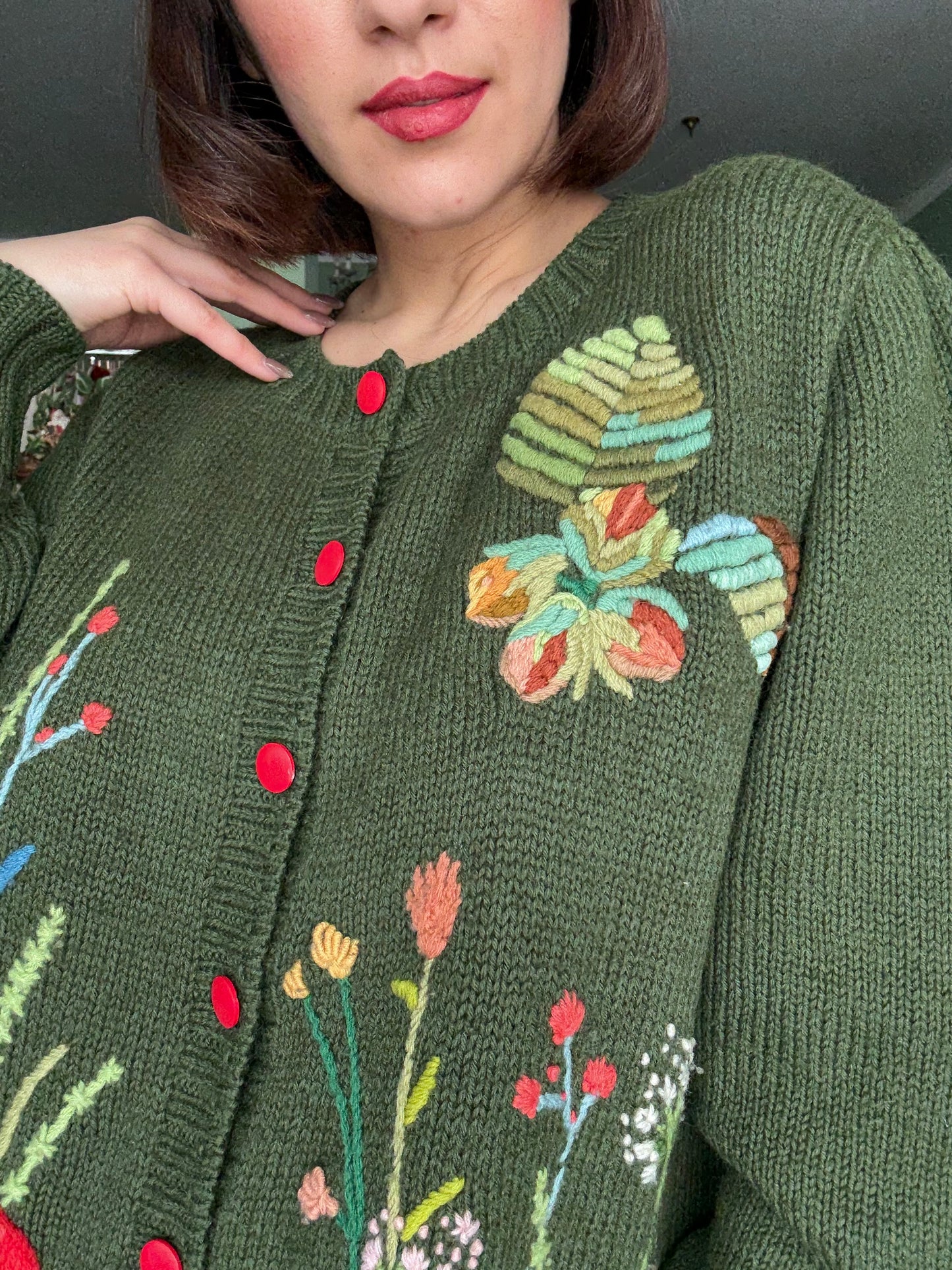 Cardigan tirolese verde con ricami 🍄 - TG. 44/46