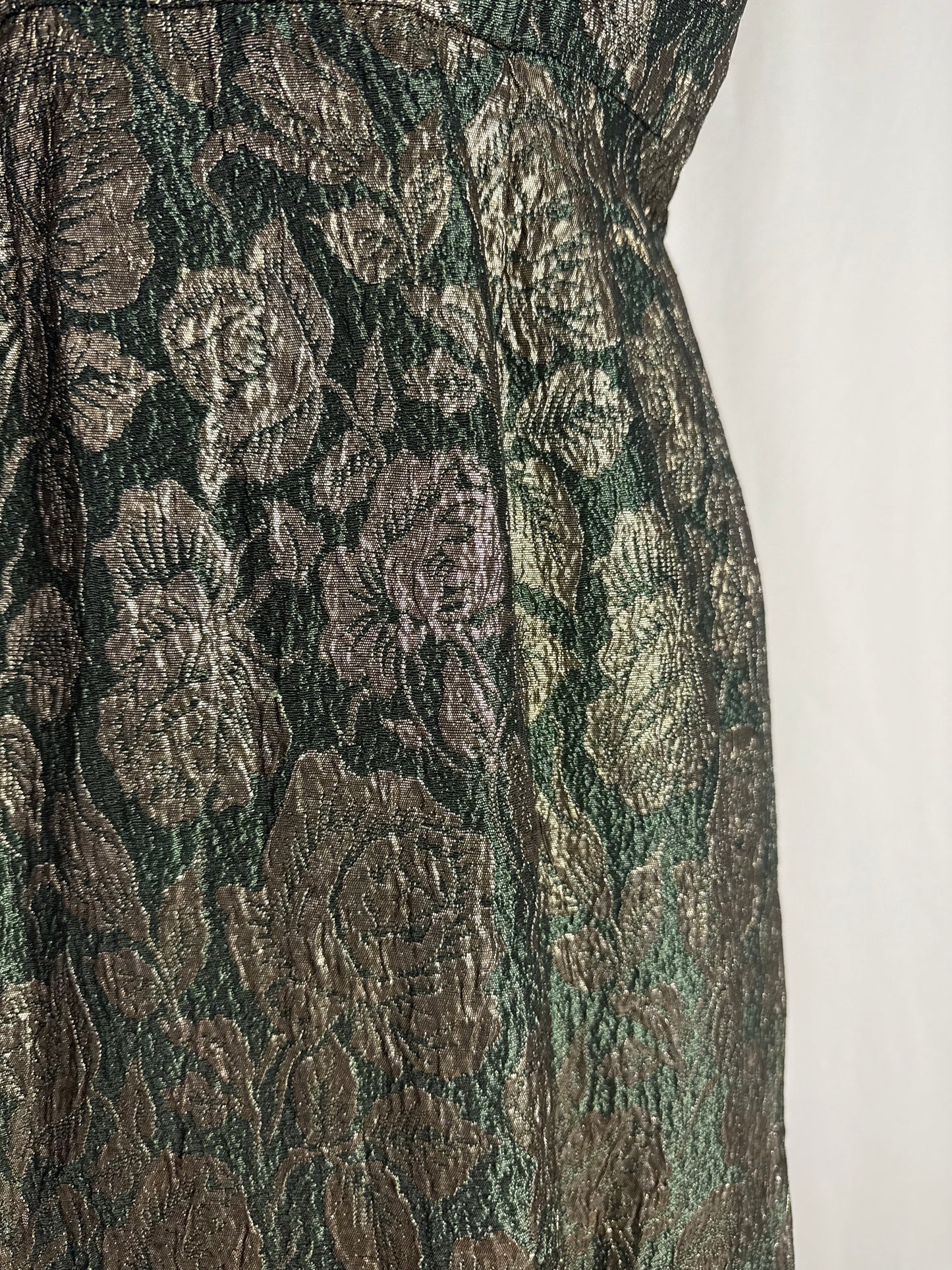 Abito anni ‘60 in broccato verde e oro - TG. 38