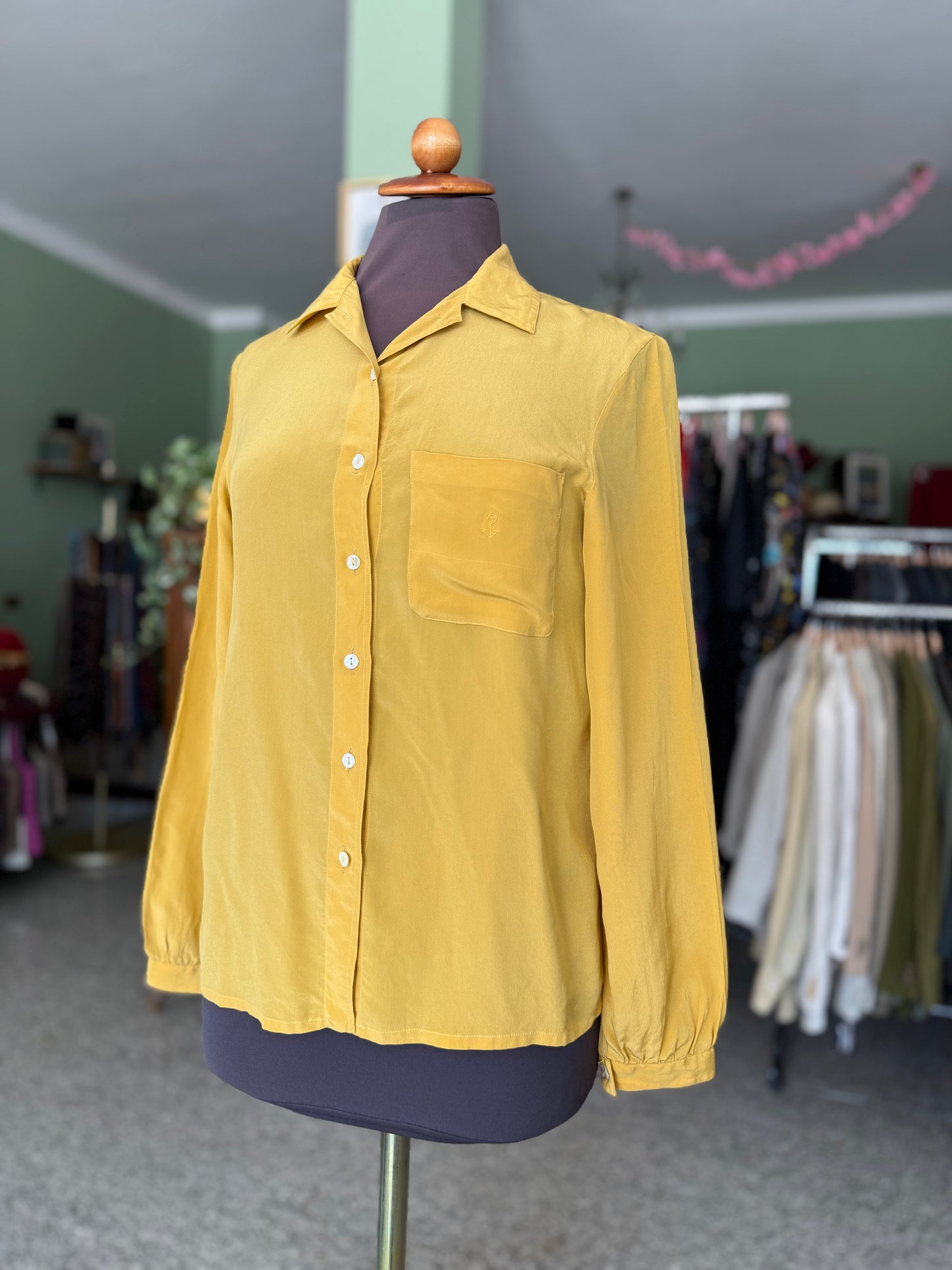 Camicia senape in pura seta - TG. 38
