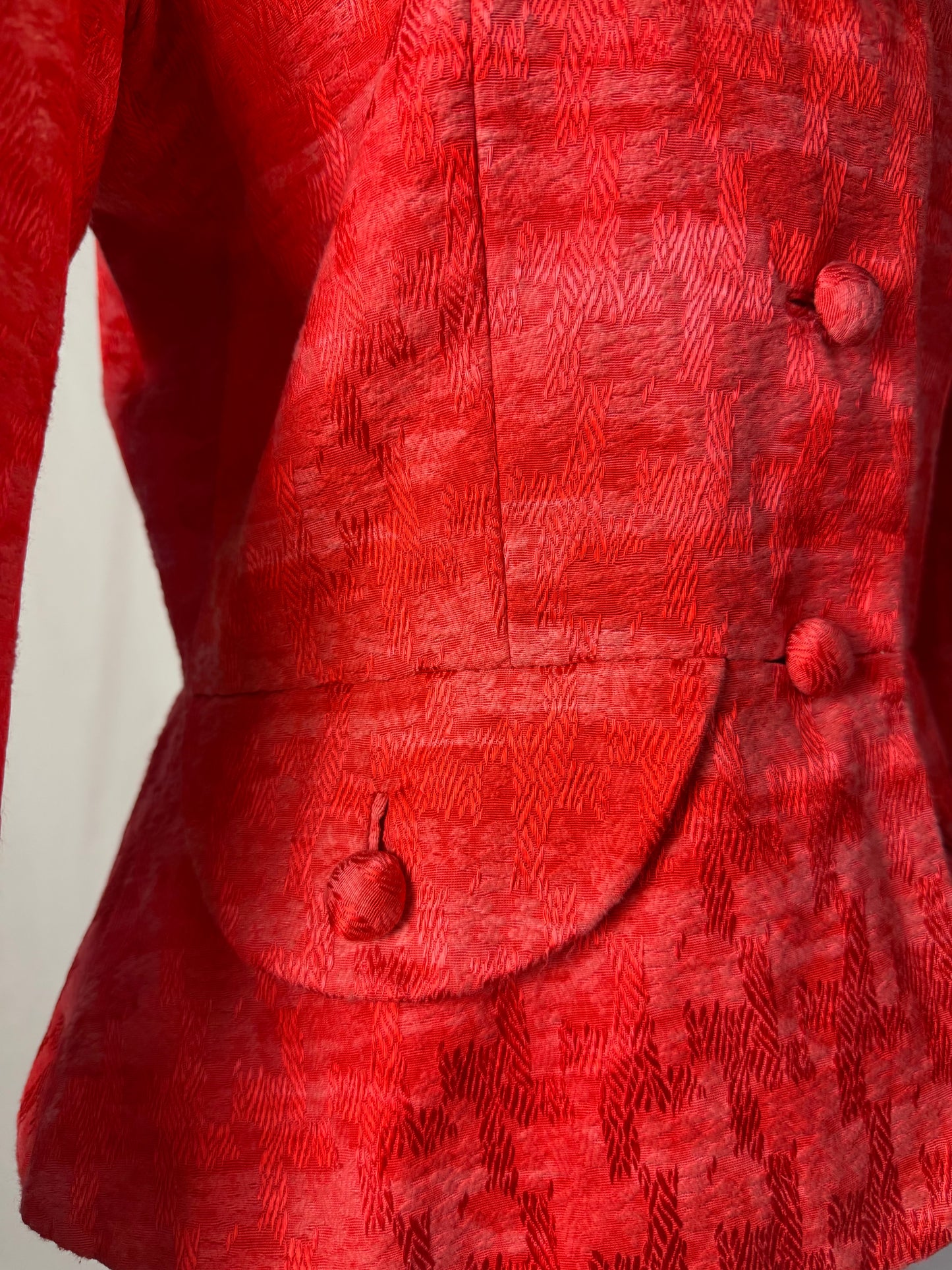 Giacca anni ‘60 color corallo in cotone operato – TG. 44