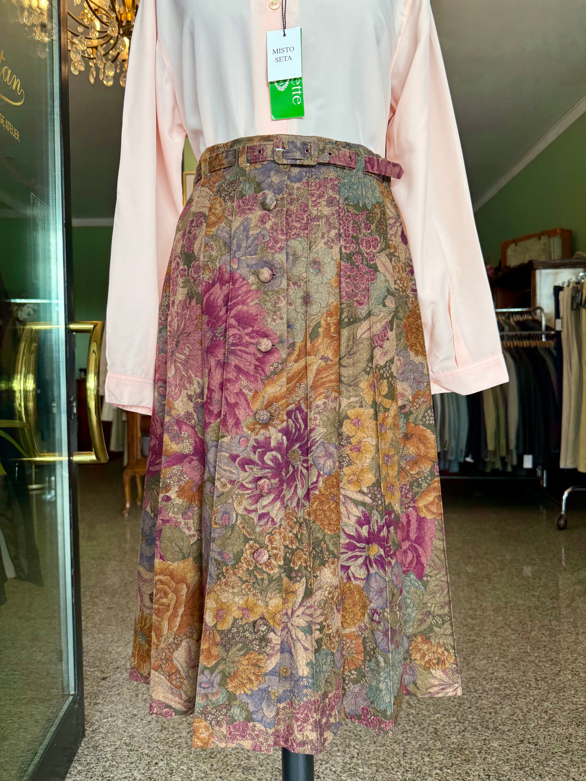 Gonna sartoriale stampa floreale - TG. 46-50