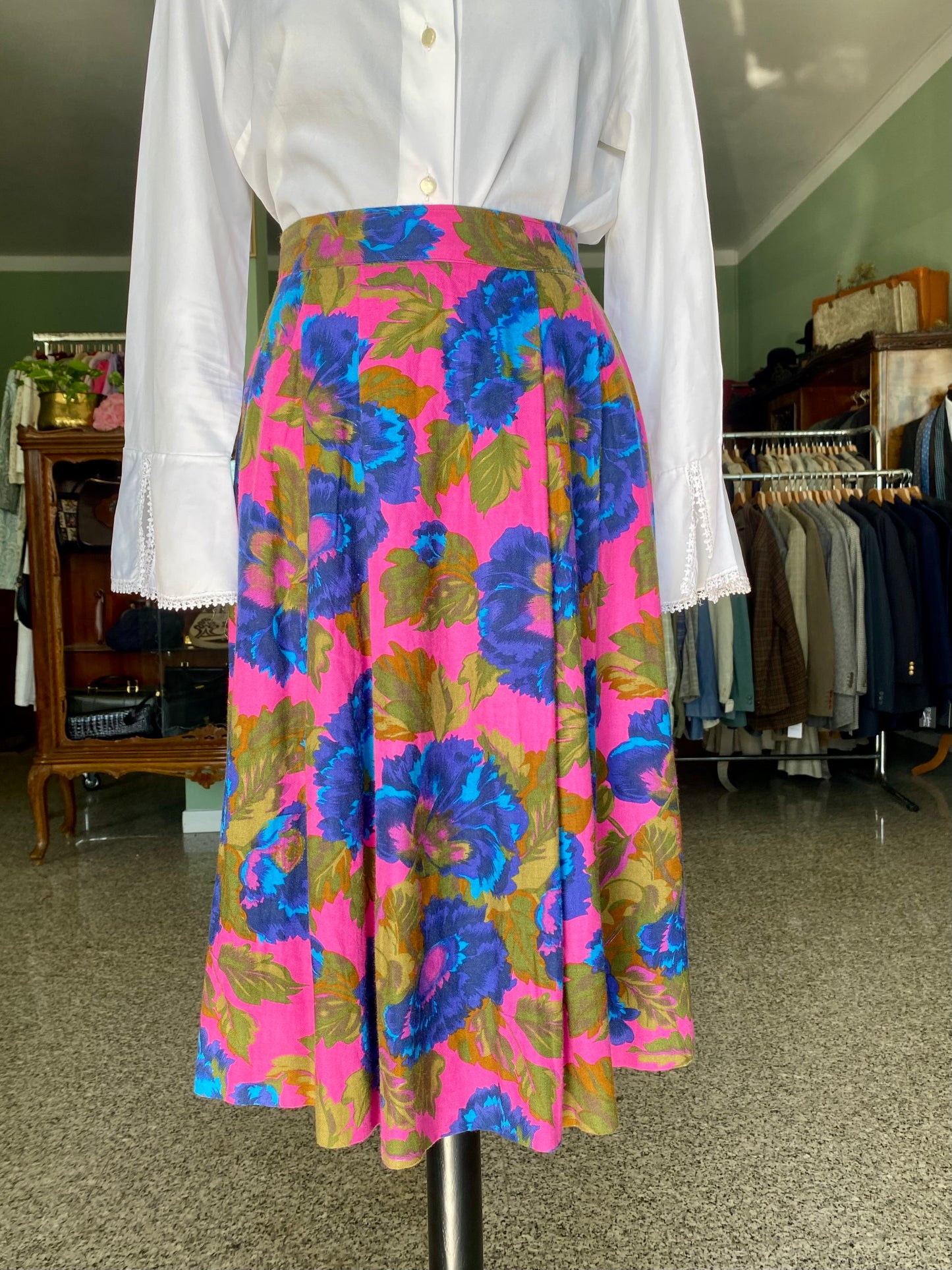 Gonna fucsia con fiori blu - TG. 46