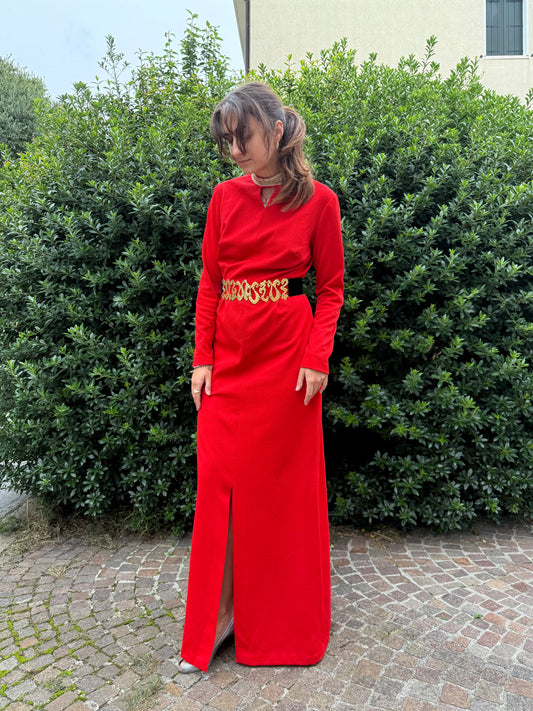 Maxi dress anni ‘70 rosso e oro - TG. 42/44