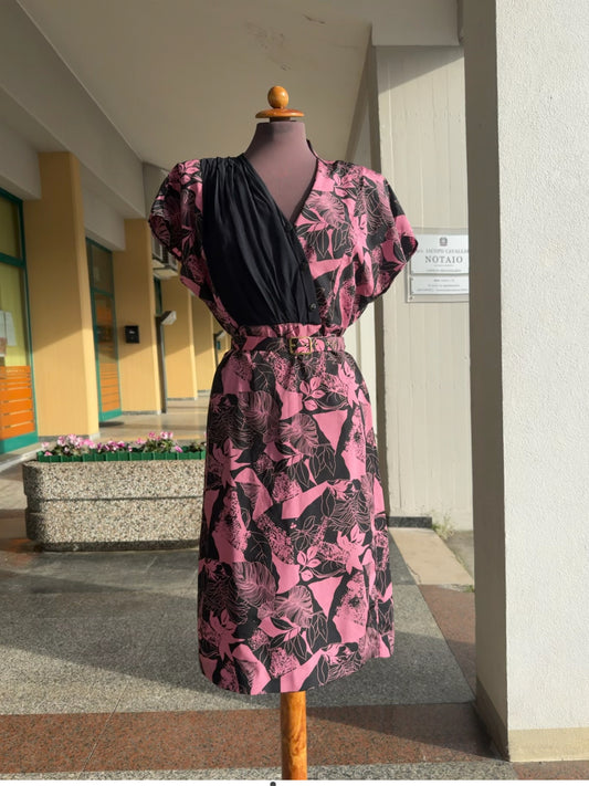 Abito anni ‘80 rosa e nero - TG. 42/44