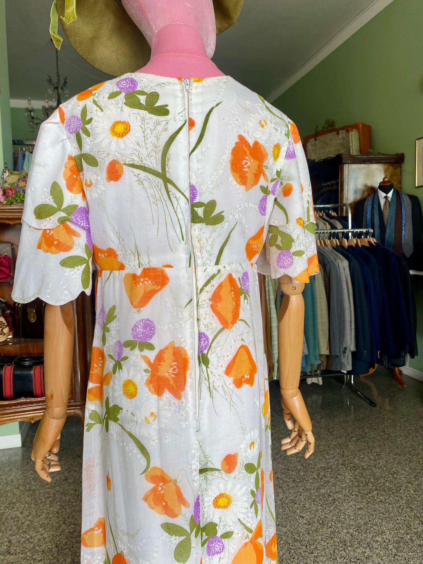 Fiori d’arancio – Maxi dress anni '70 dal sapore rinascimentale - TG. 42 circa