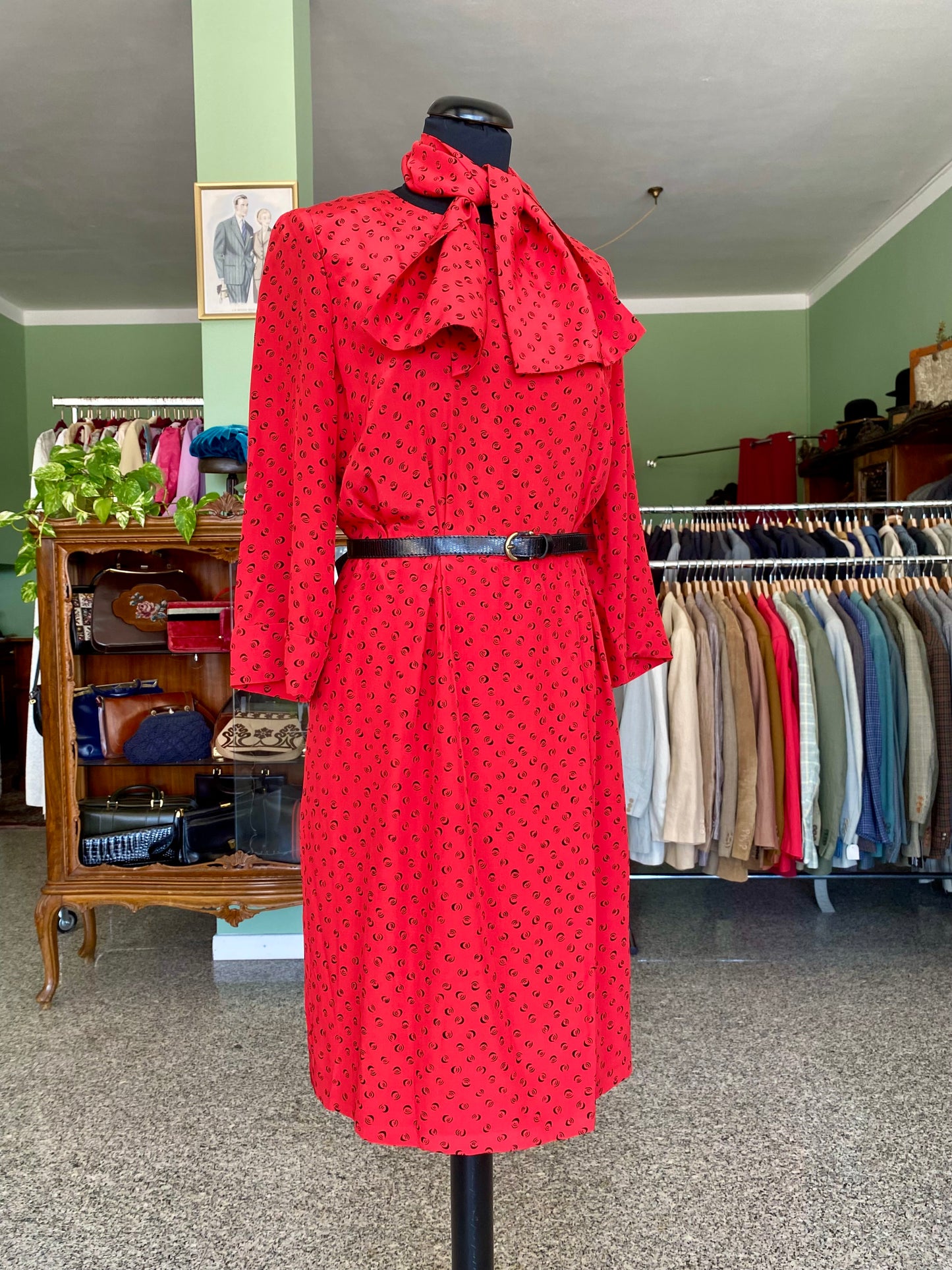 Abito rosso sartoriale in seta - TG. 40/42