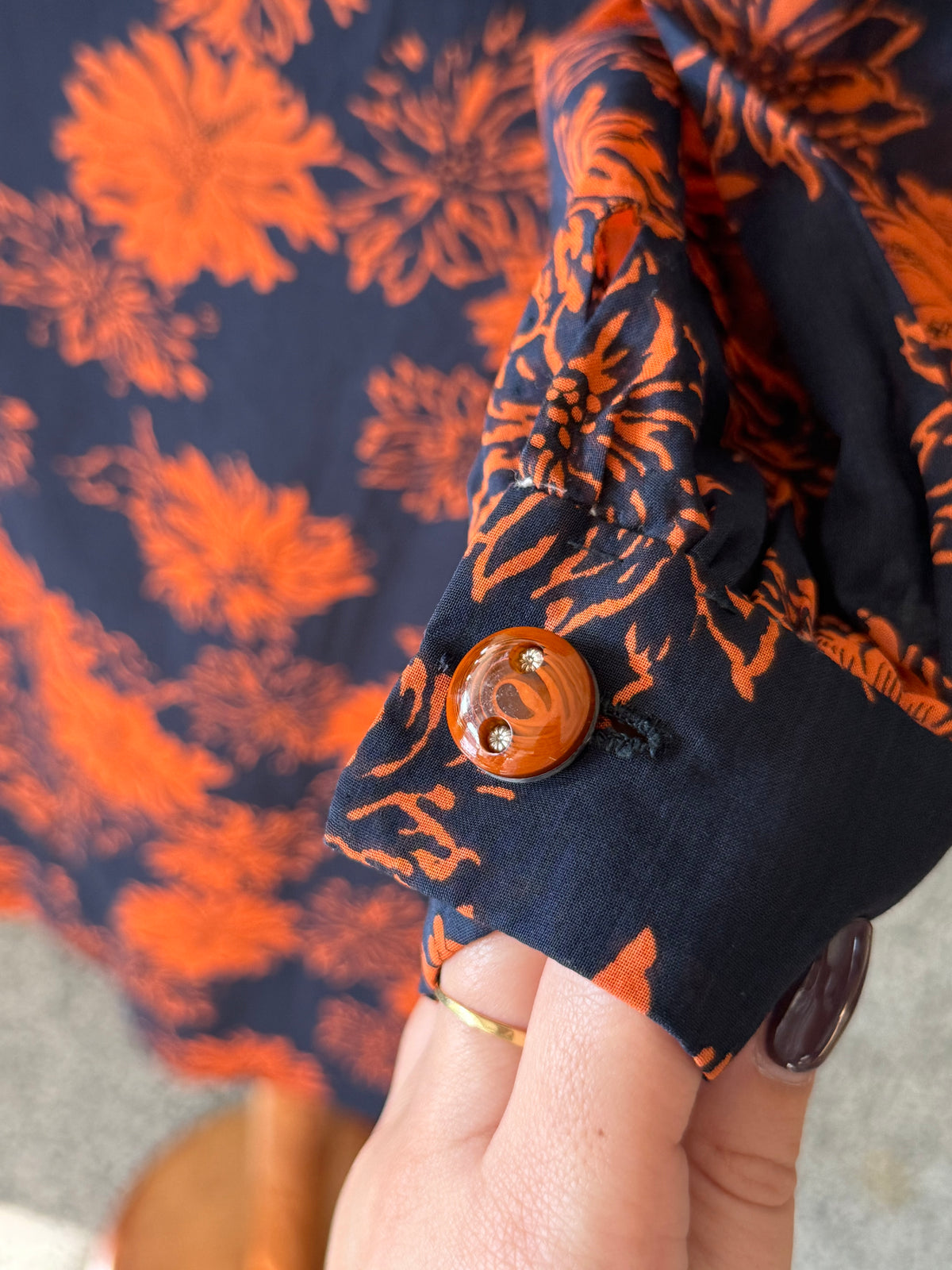 Abito sartoriale anni ‘70 blu e arancio - TG. 42