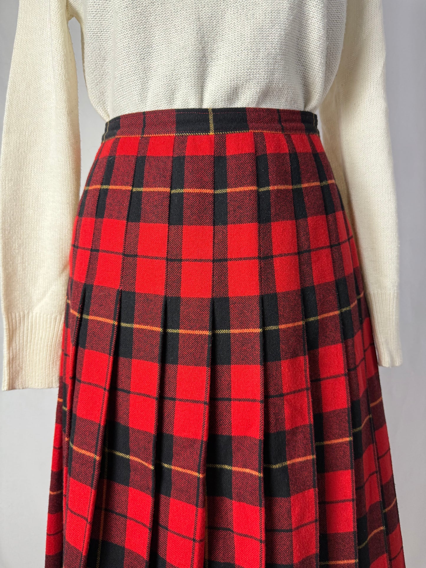 Gonna tartan rossa in pura lana - TG. 42