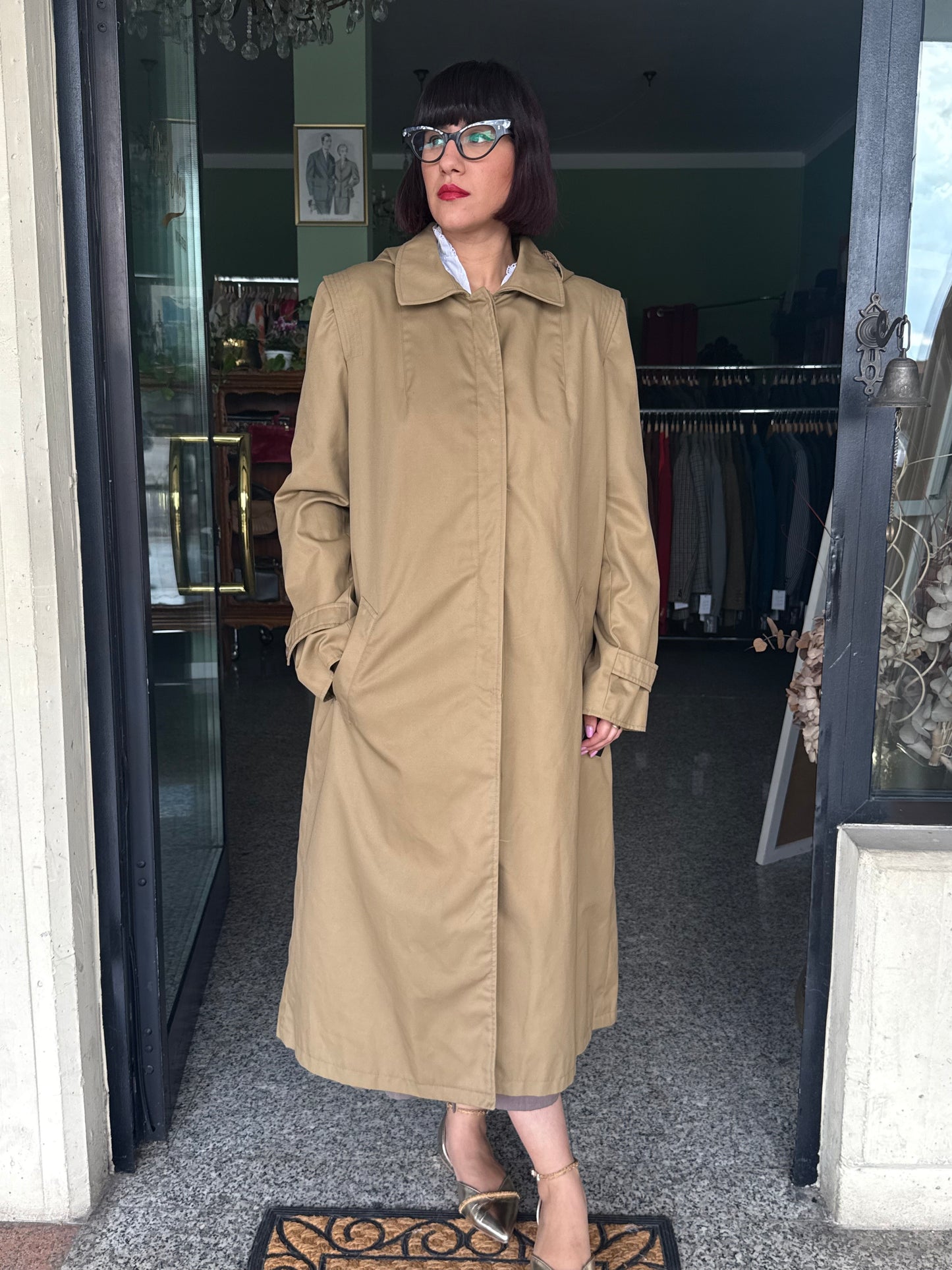 Trench sabbia anni ‘70 con cappuccio - TG. 42 - 48