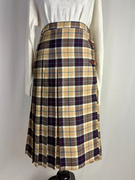 Gonna tartan a portafoglio con fibbie in pelle - TG. 38/40