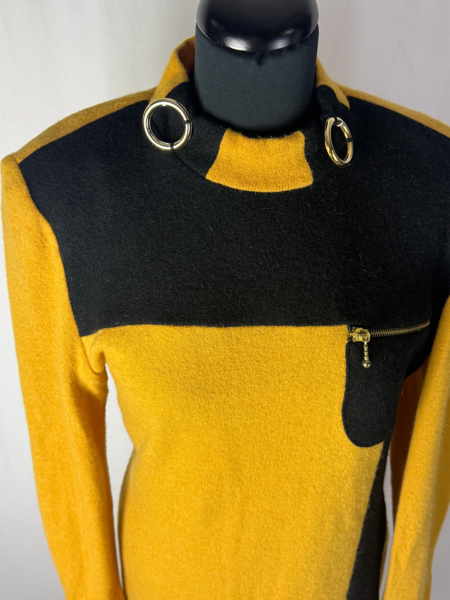 Abito color block in lana giallo e nero - TG. 44/46