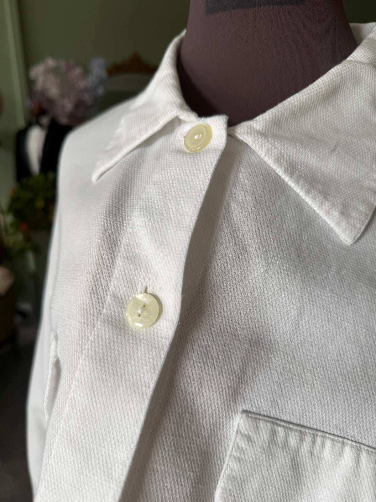 Camicia bianca in piquet di cotone TG. 44/46
