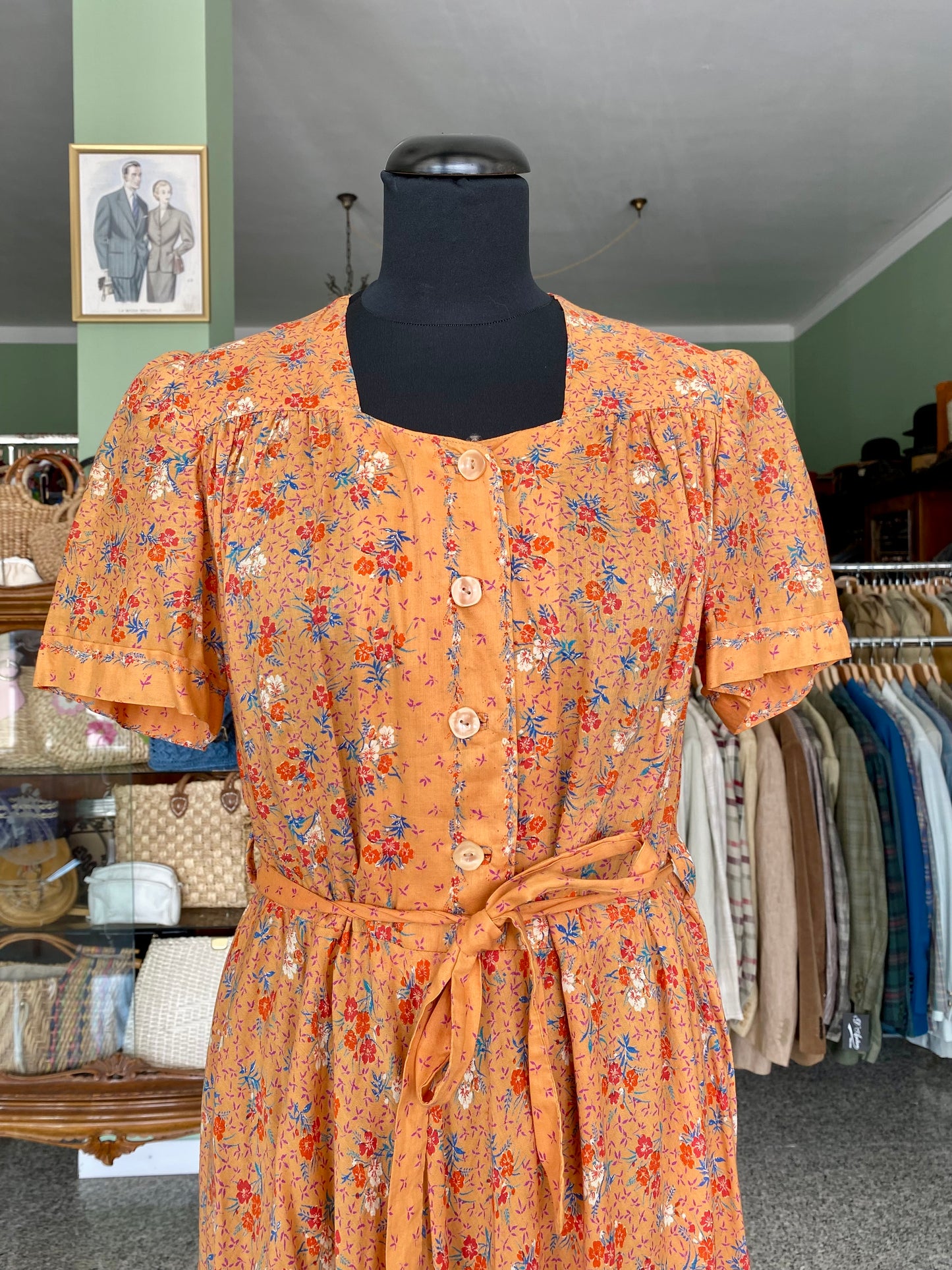 Abito romantico anni ’70 in mussola di cotone – fatto a mano - TG. 44/46