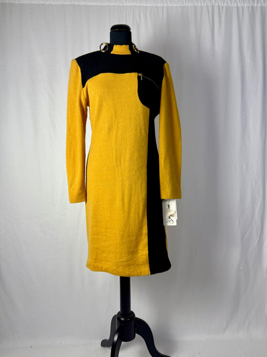 Abito color block in lana giallo e nero - TG. 44/46