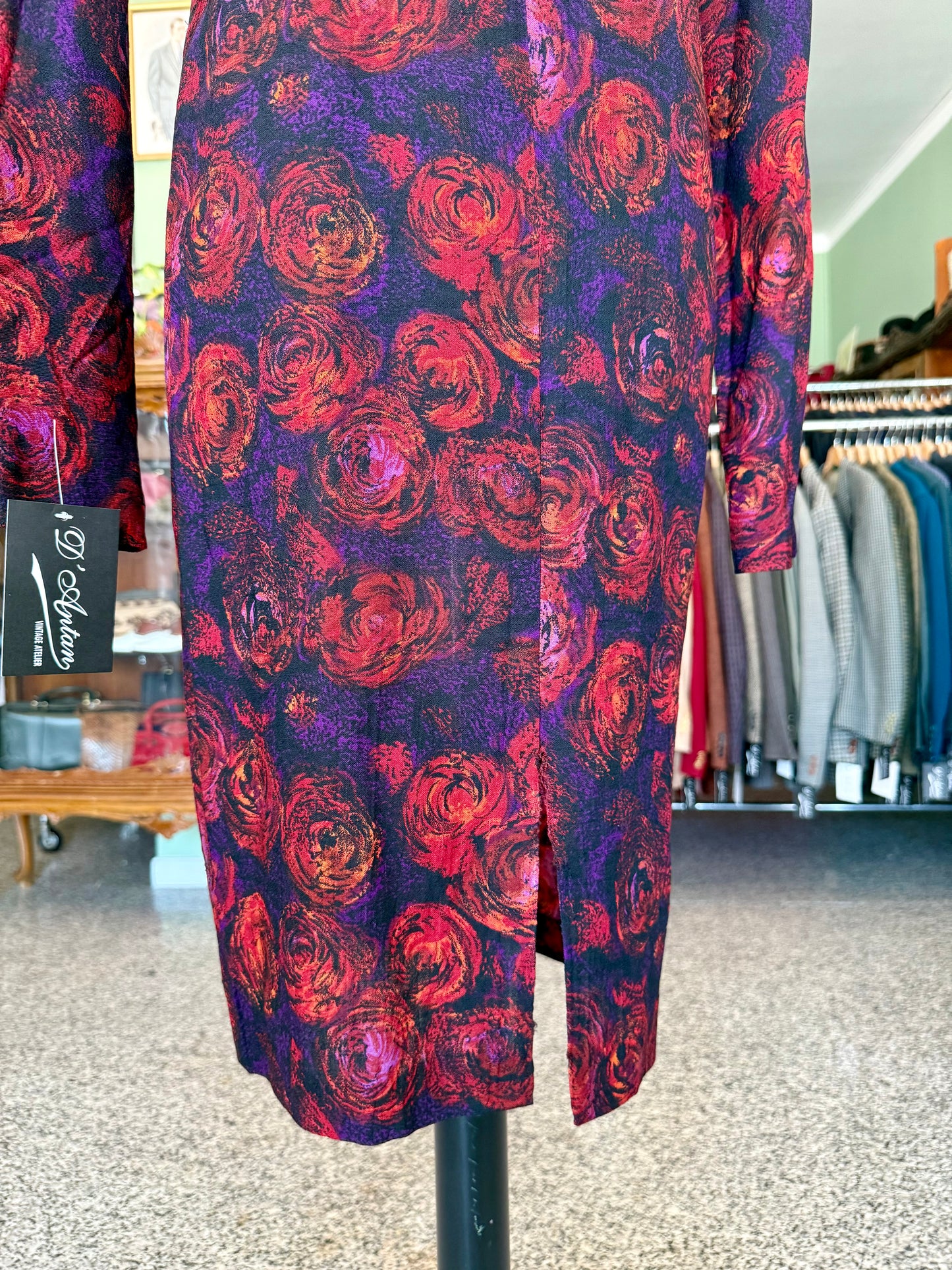Abito blu e rosso con fantasia floreale - TG. 44