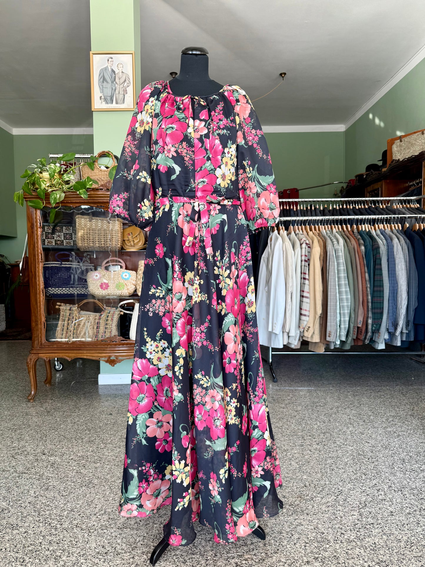 Maxi dress anni ‘70 campo fiorito - TG. 42