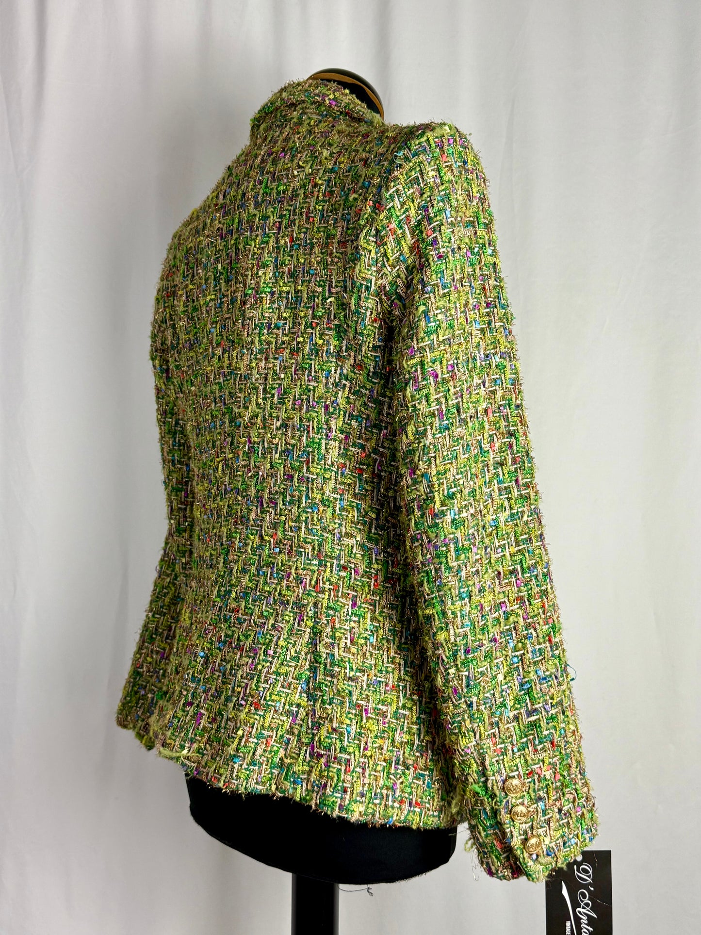 Blazer anni ’90 in tweed multicolor verde - TG. 40/42