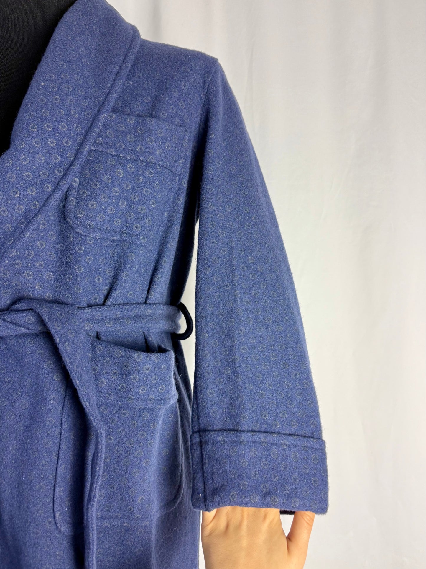 Vestaglia di lana blu con micro fantasia TG. S